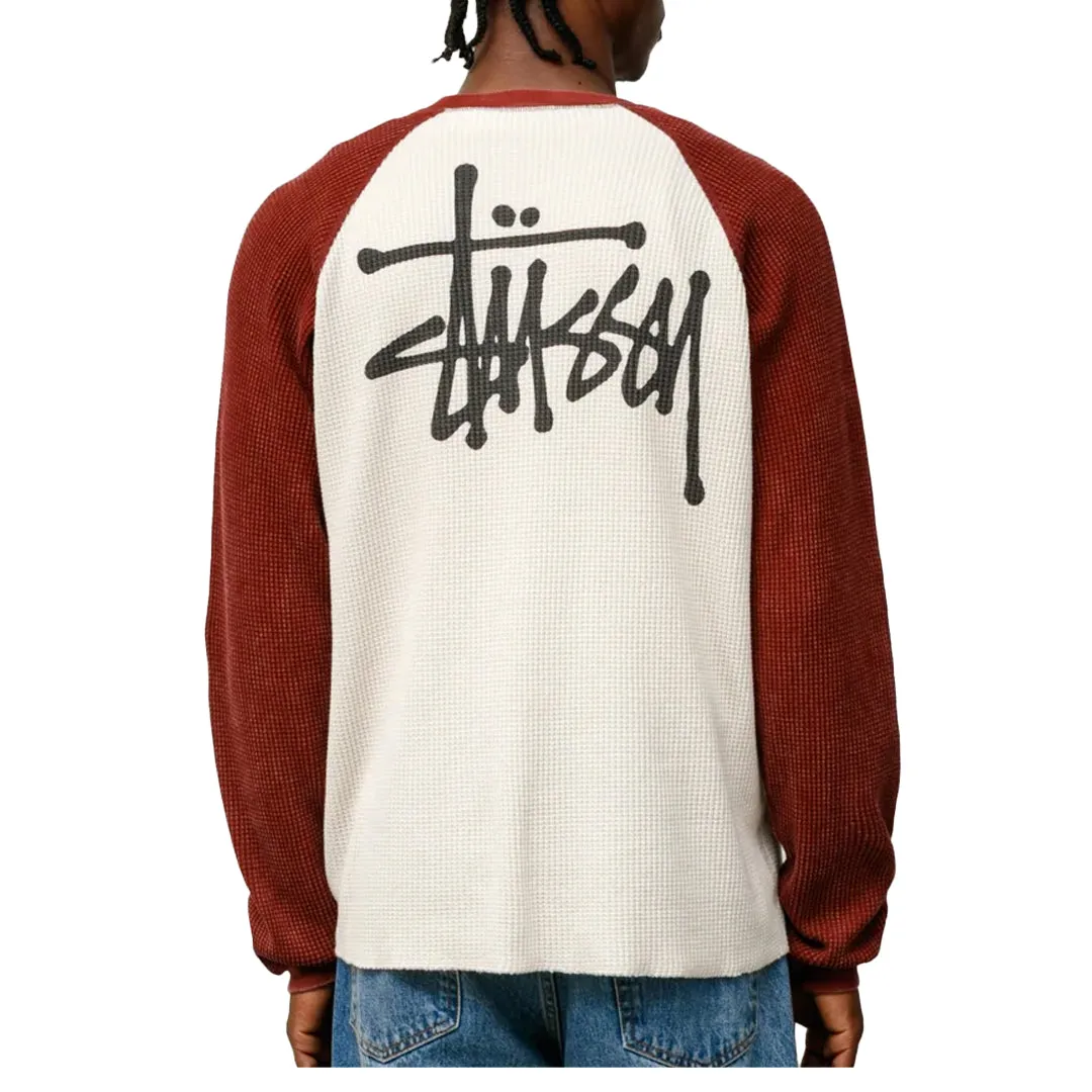 BASIC STUSSY THERMAL 2 TONE OFF WHITE/BURGUNDY