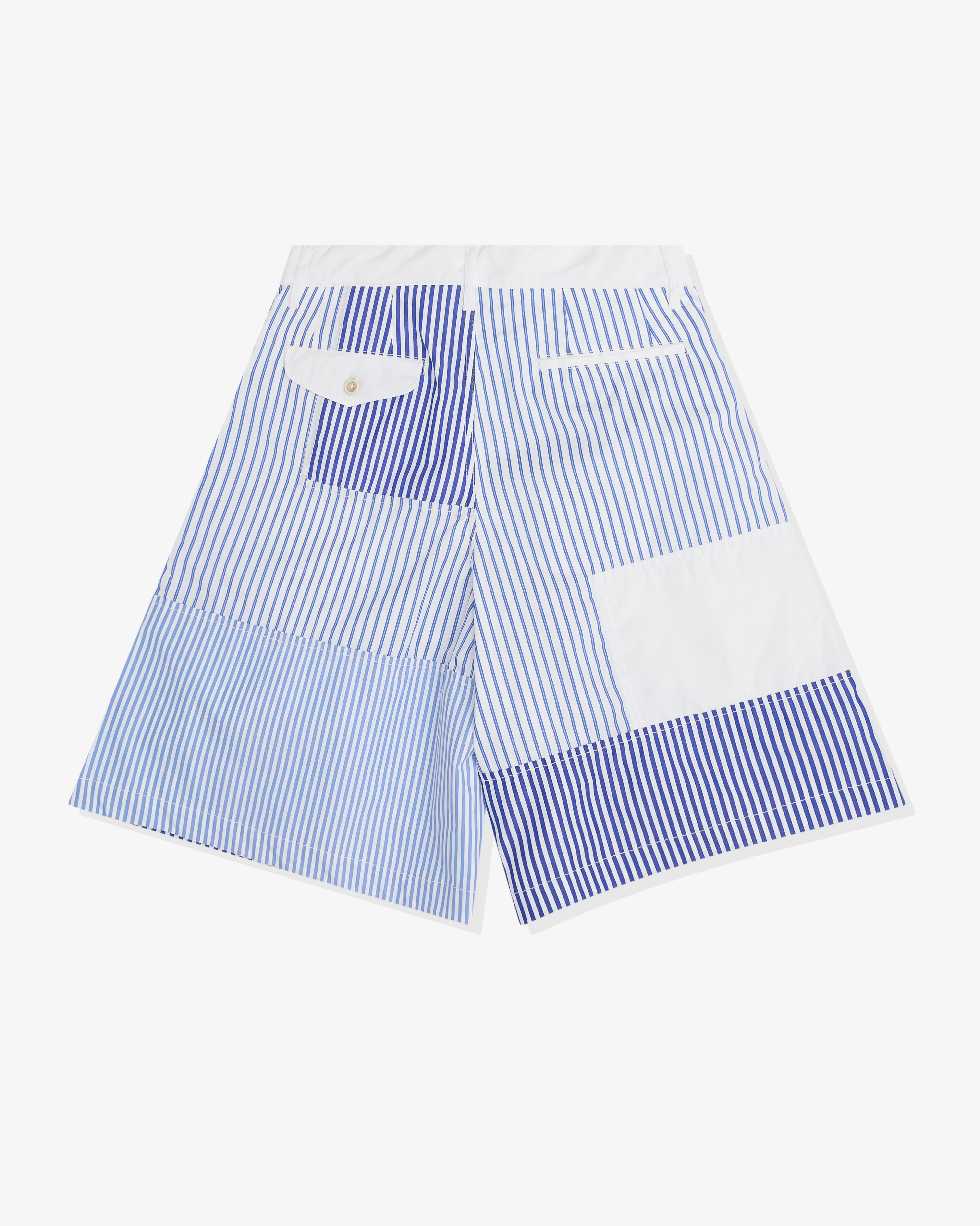 CDG Shirt - Men's Striped Panel Wide Leg Shorts - (Blue/White)