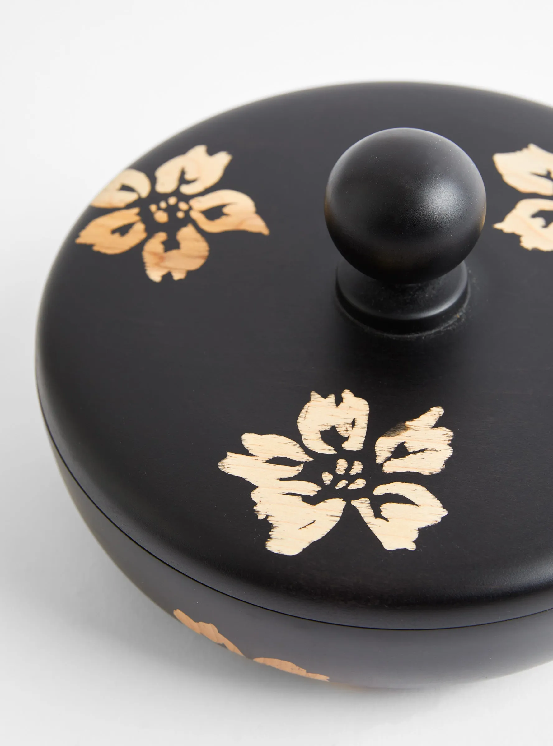 Ebony L Floral Bowl - Round Knob