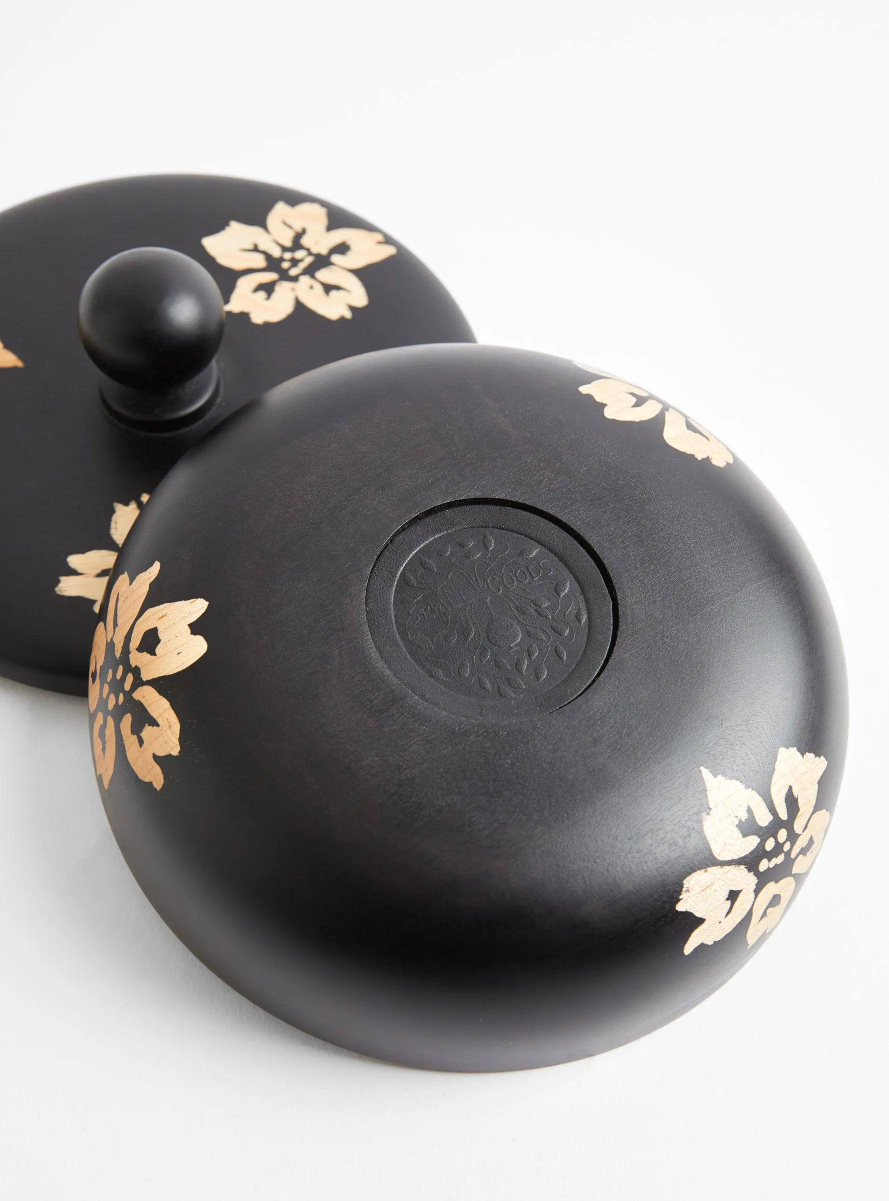 Ebony L Floral Bowl - Round Knob