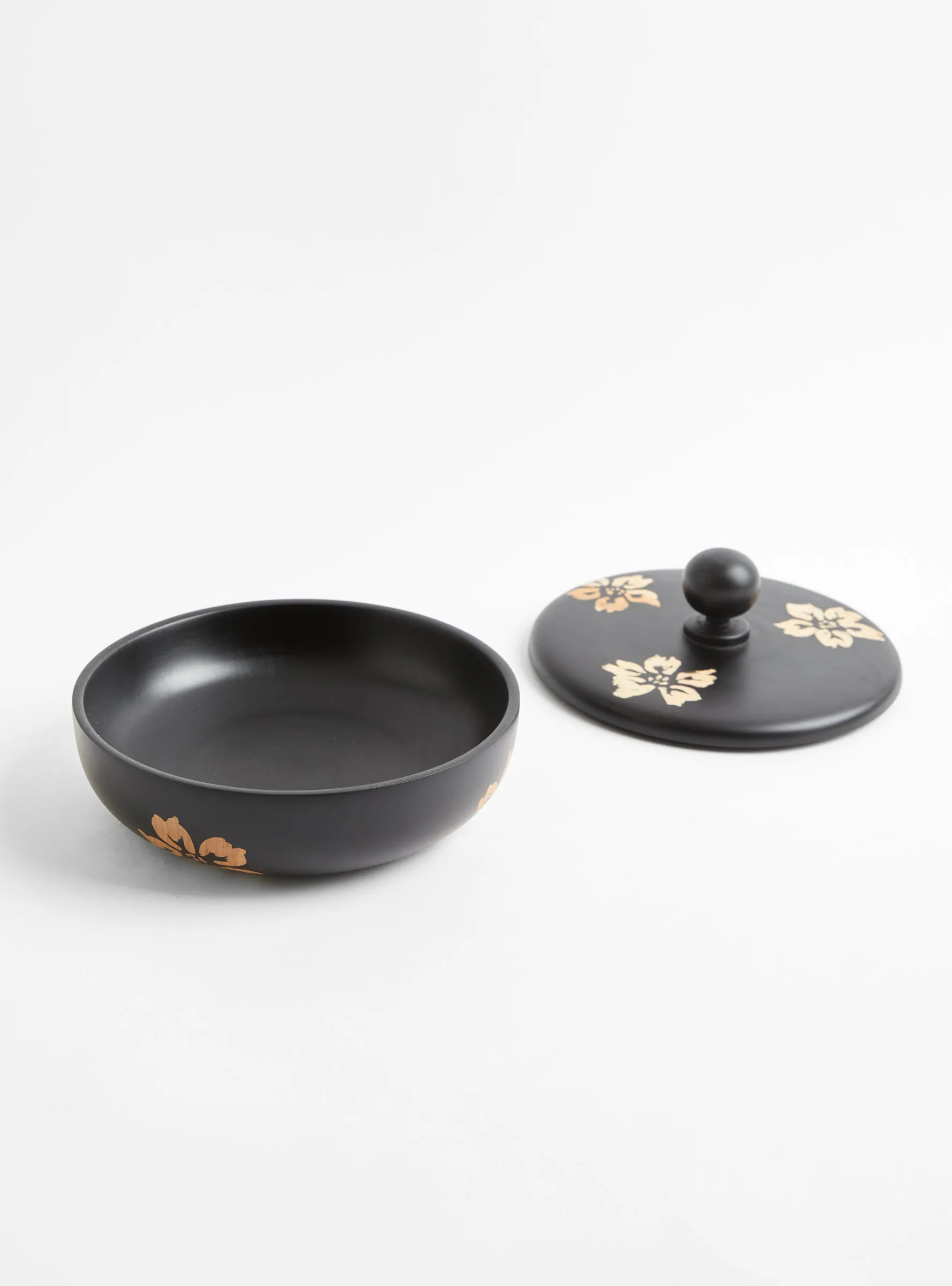 Ebony L Floral Bowl - Round Knob