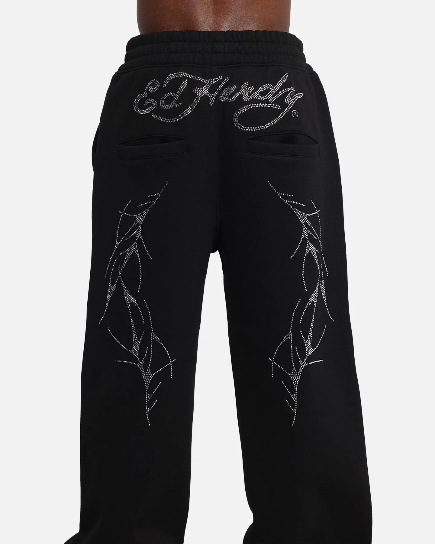 Ed Hardy Cyber Rhinestone Track Pants Black