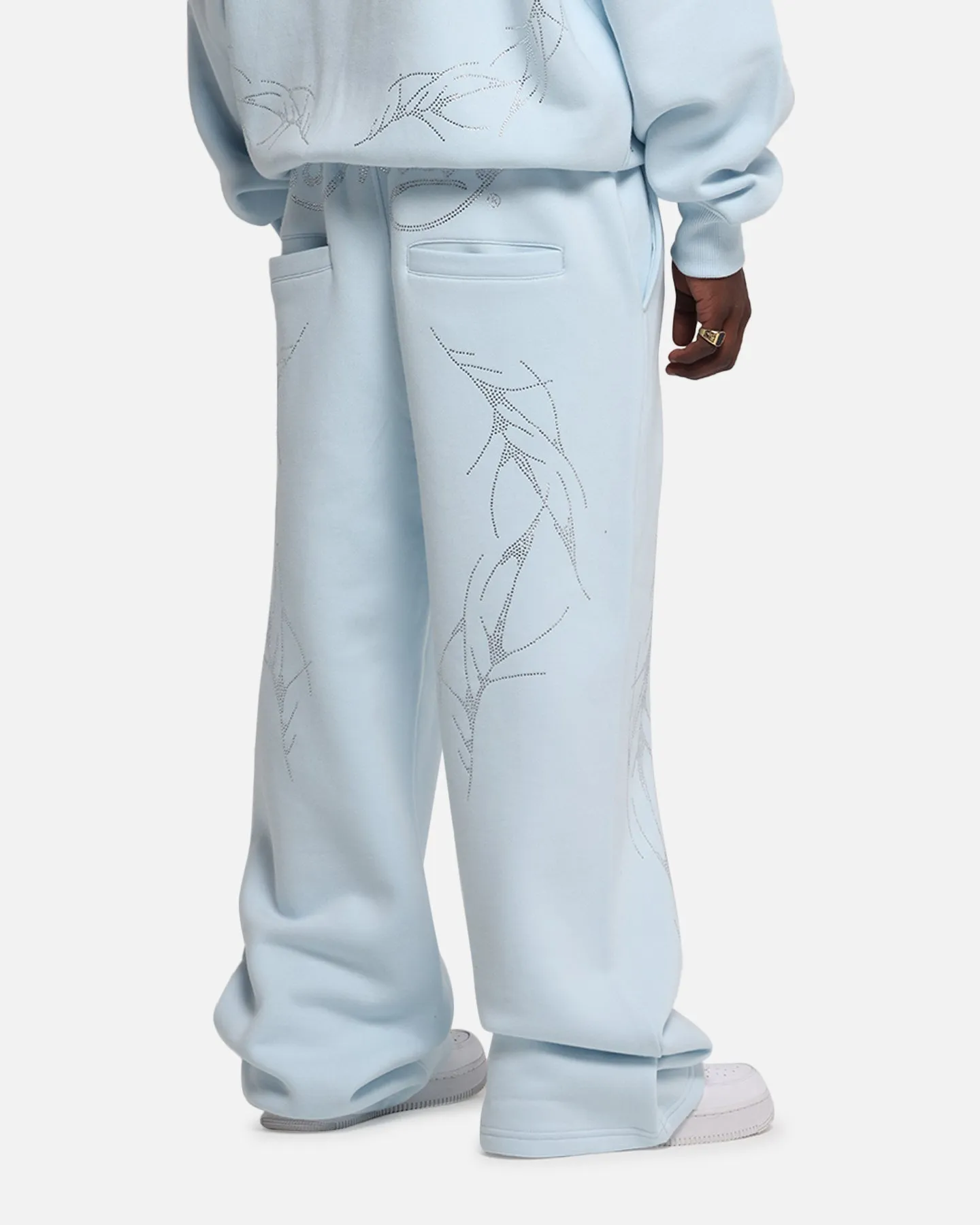 Ed Hardy Cyber Rhinestone Track Pants Light Blue