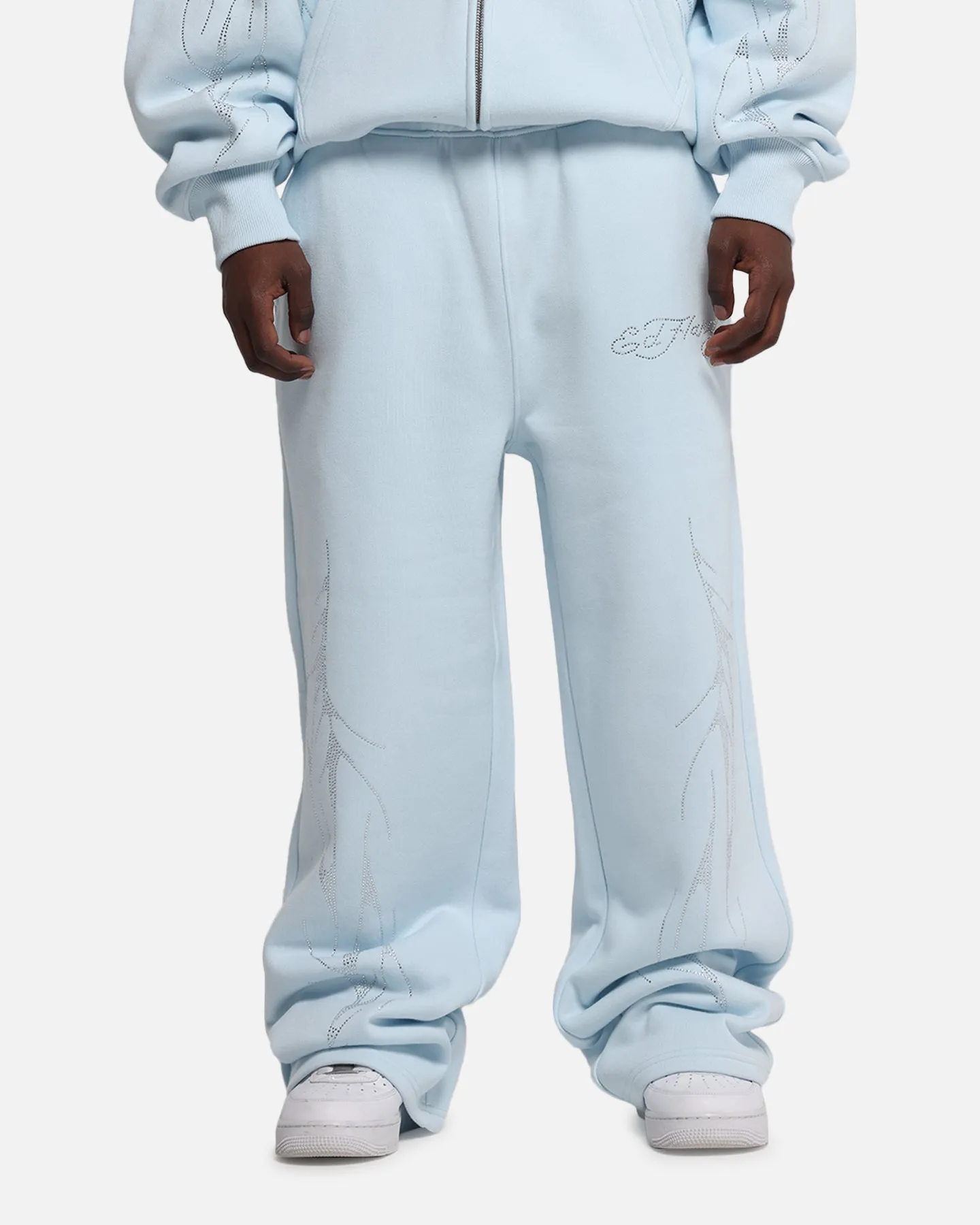 Ed Hardy Cyber Rhinestone Track Pants Light Blue