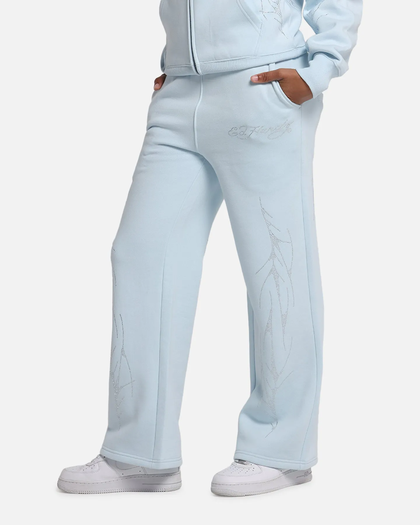 Ed Hardy Cyber Rhinestone Track Pants Light Blue