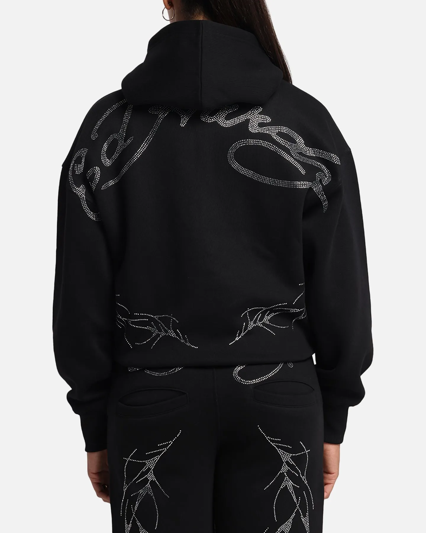 Ed Hardy Cyber Rhinestone Zip-Up Hoodie Black