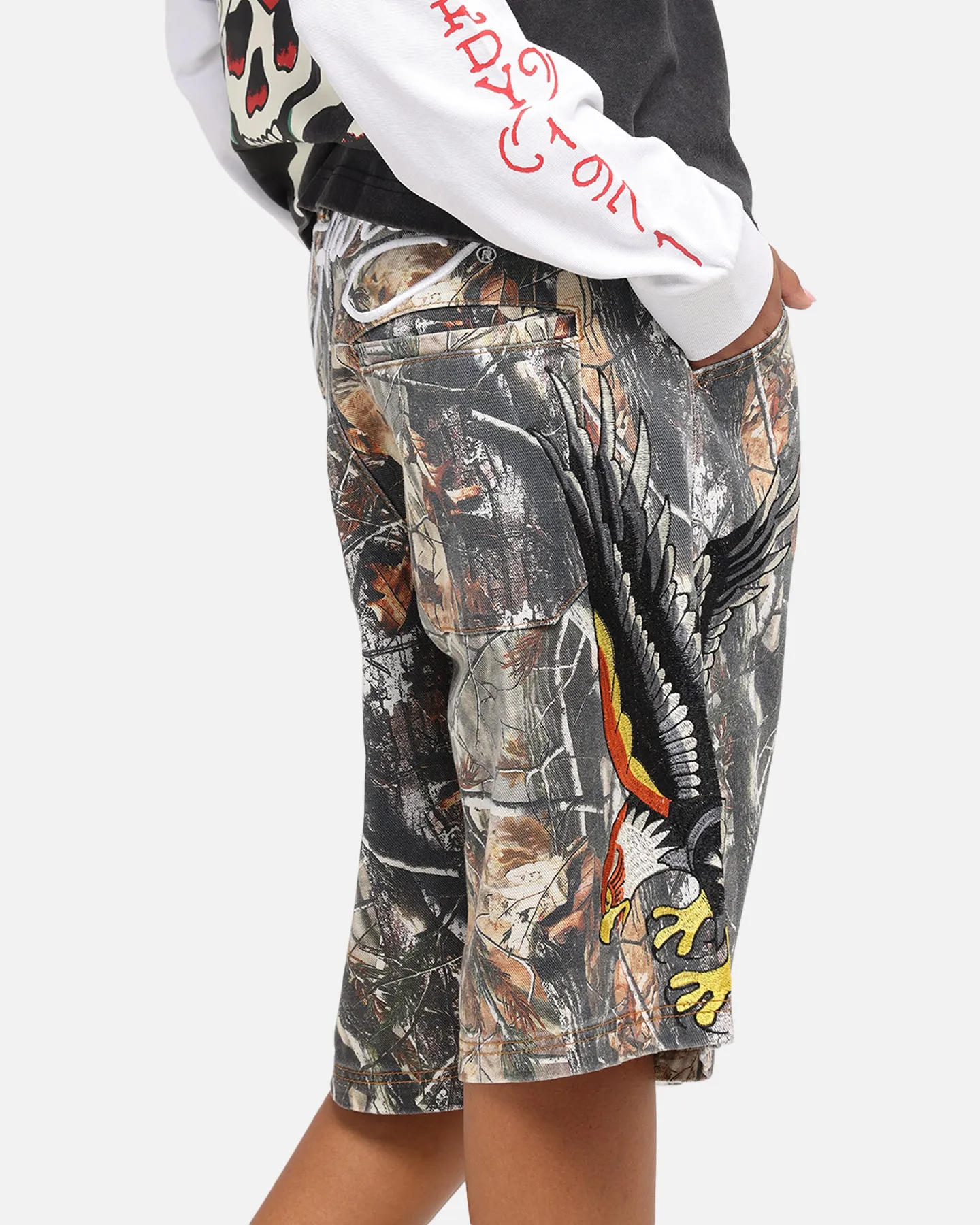 Ed Hardy Eagle Jorts Real Tree Camo