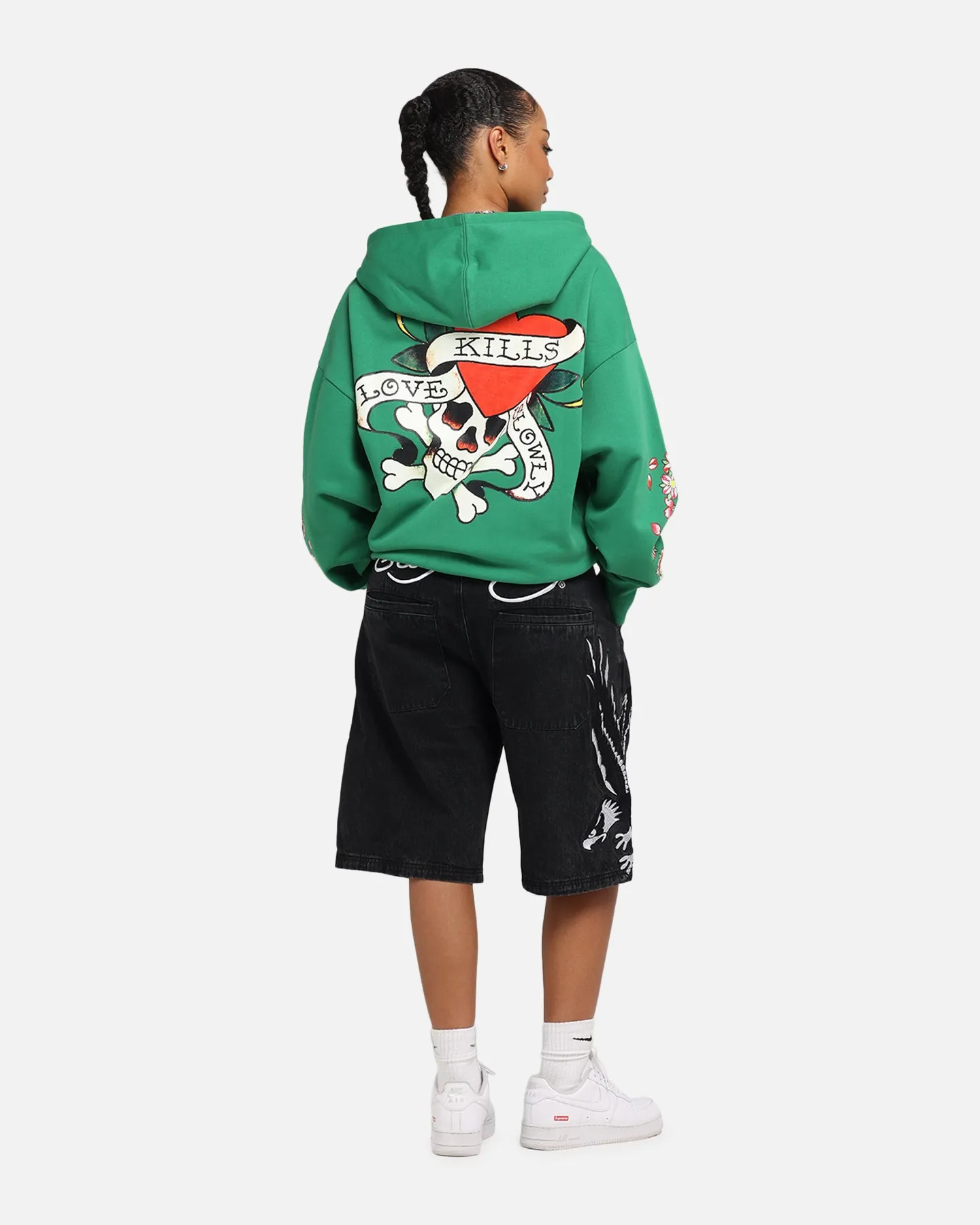Ed Hardy Love Kills Slowly Zip Hoodie Green