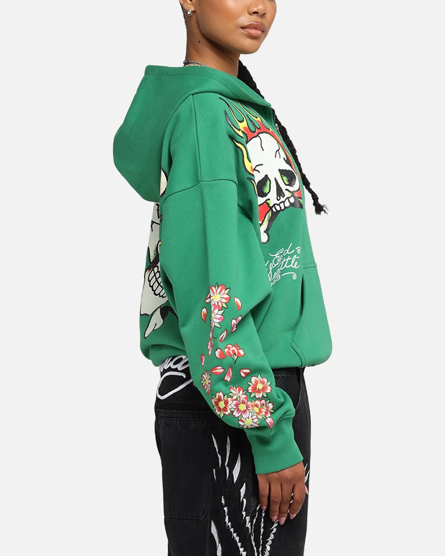 Ed Hardy Love Kills Slowly Zip Hoodie Green