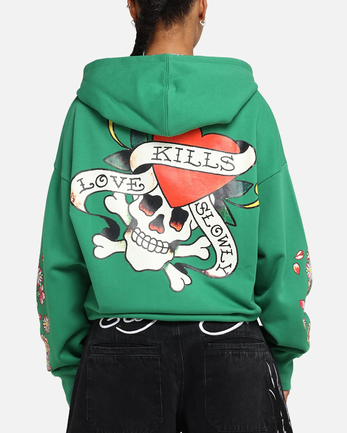 Ed Hardy Love Kills Slowly Zip Hoodie Green