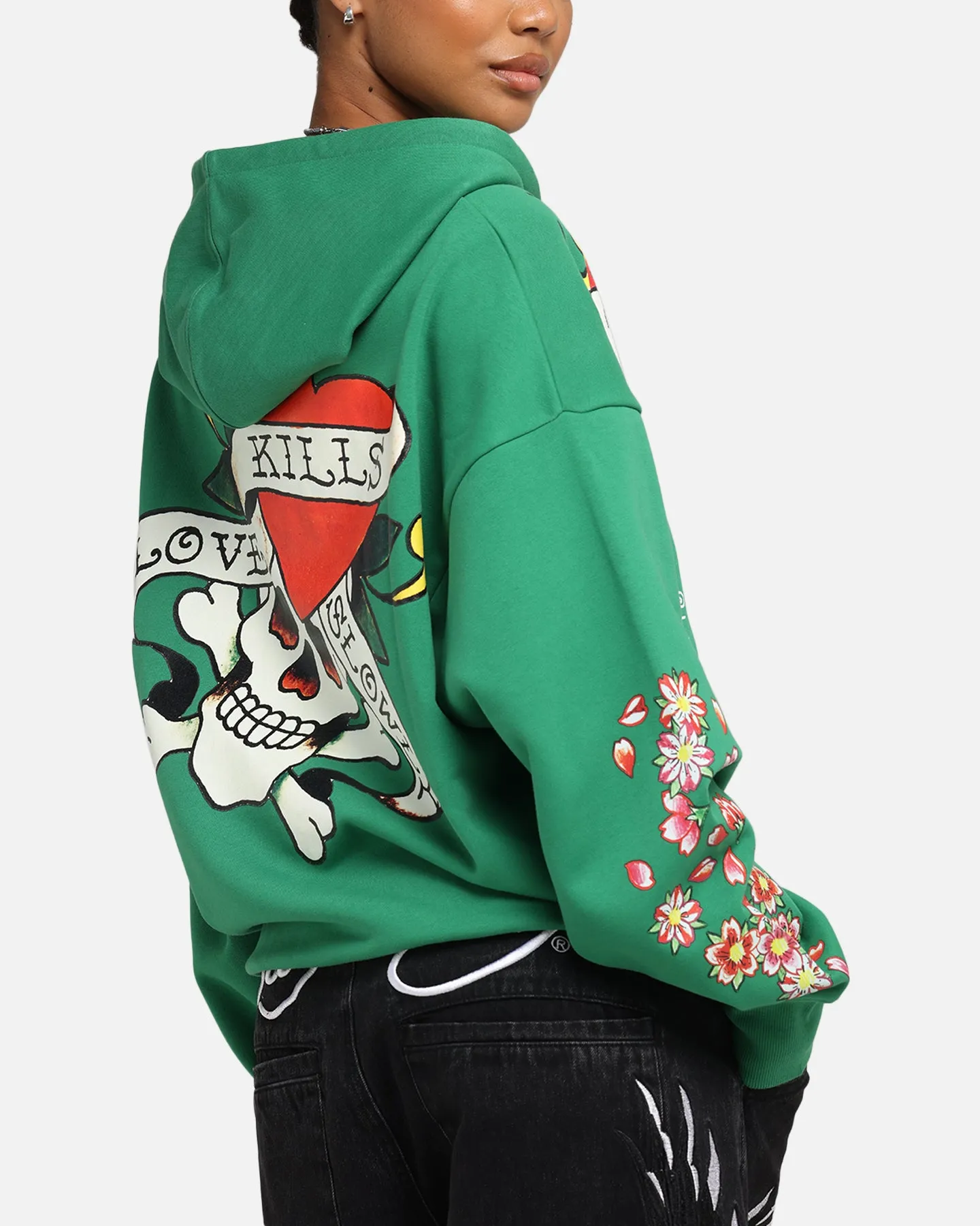 Ed Hardy Love Kills Slowly Zip Hoodie Green