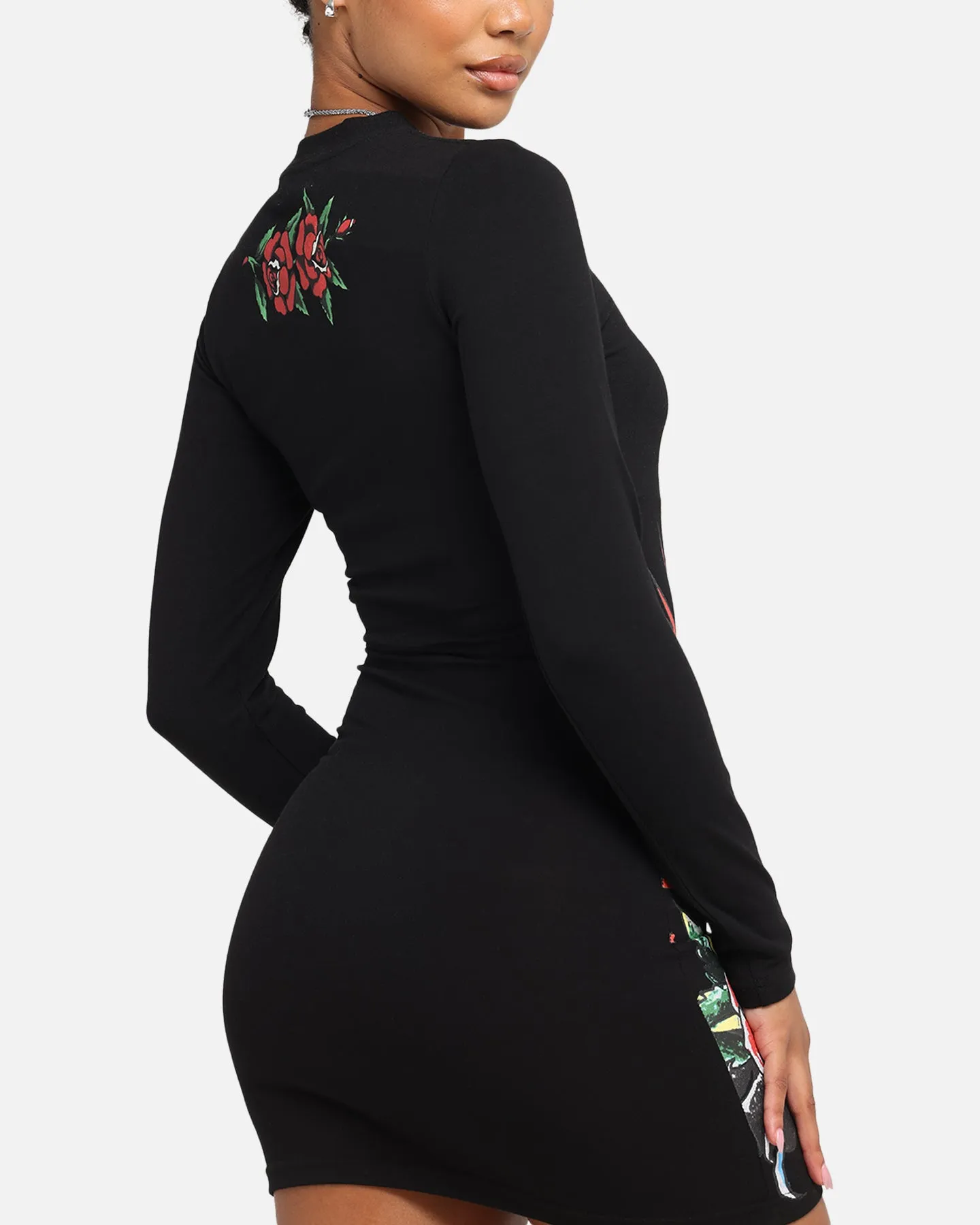 Ed Hardy Women's Panther Long Sleeve Dress Black