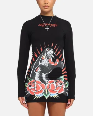 Ed Hardy Women's Panther Long Sleeve Dress Black