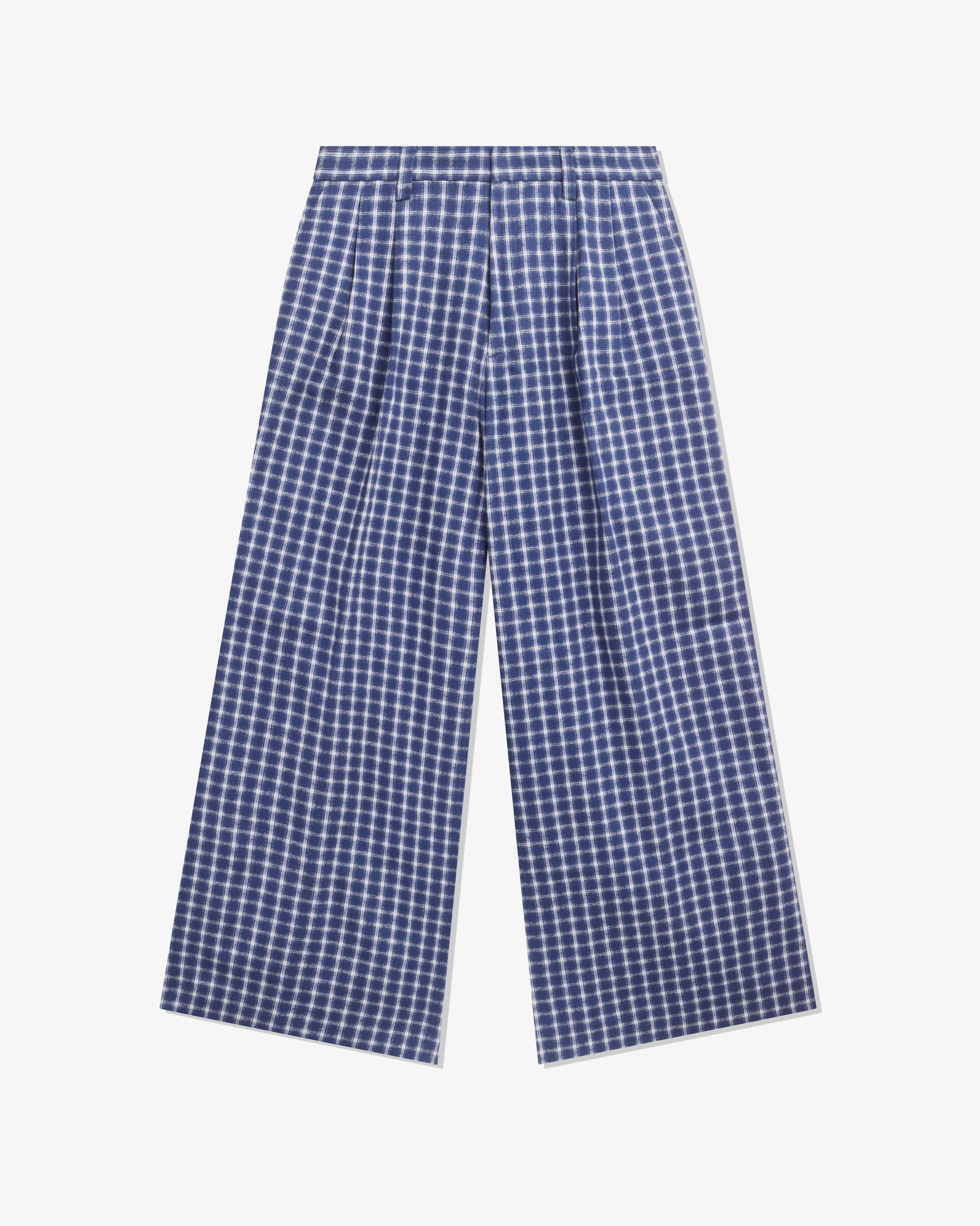 ERL - Men's Check Pleated Trousers - (Navy)