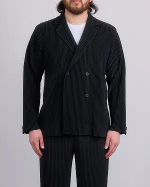 HOMME PLISS ISSEY MIYAKE Tailored Pleats Double Breasted Blazer Black
