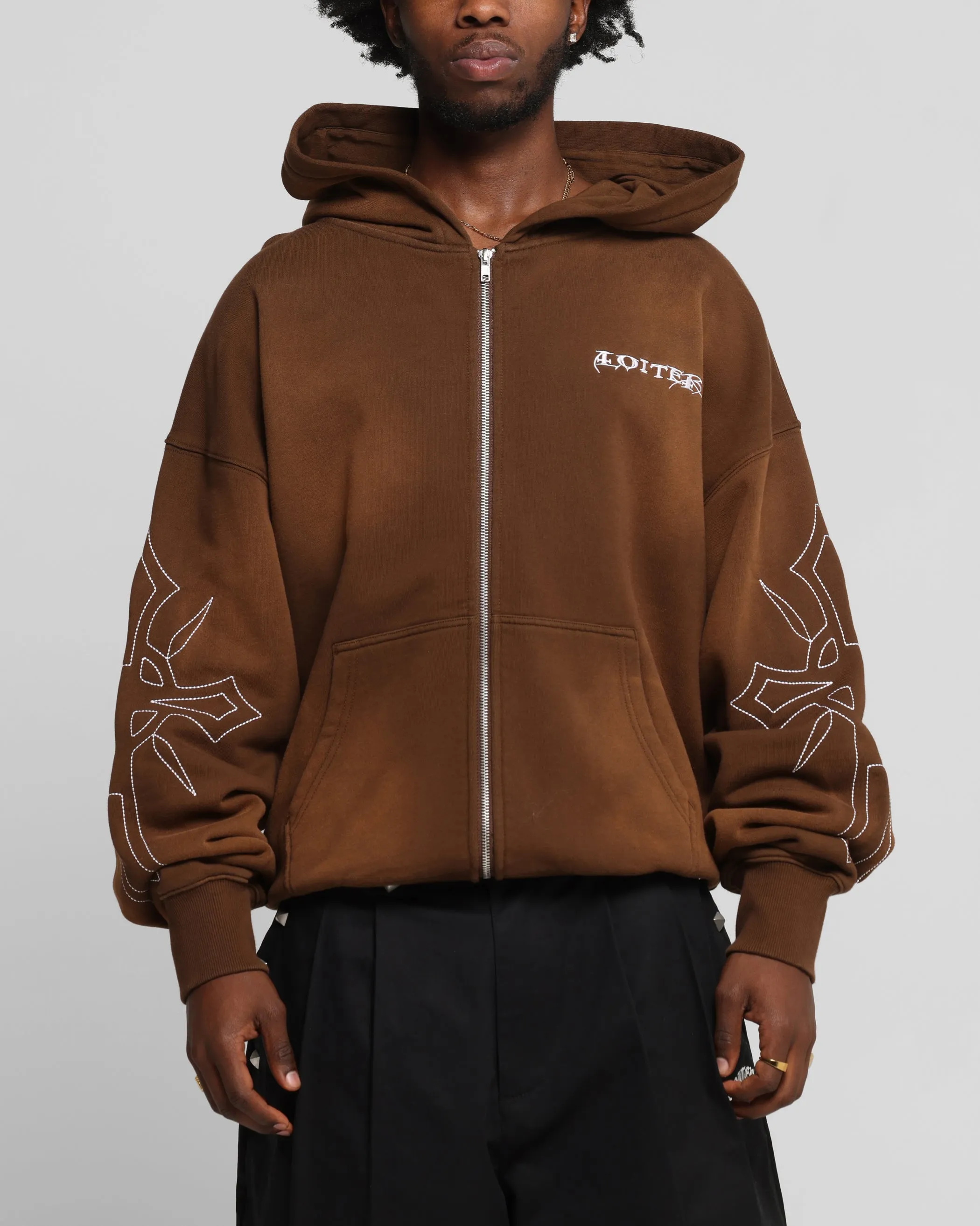 Loiter Atmosphere Zip Hoodie Vintage Brown