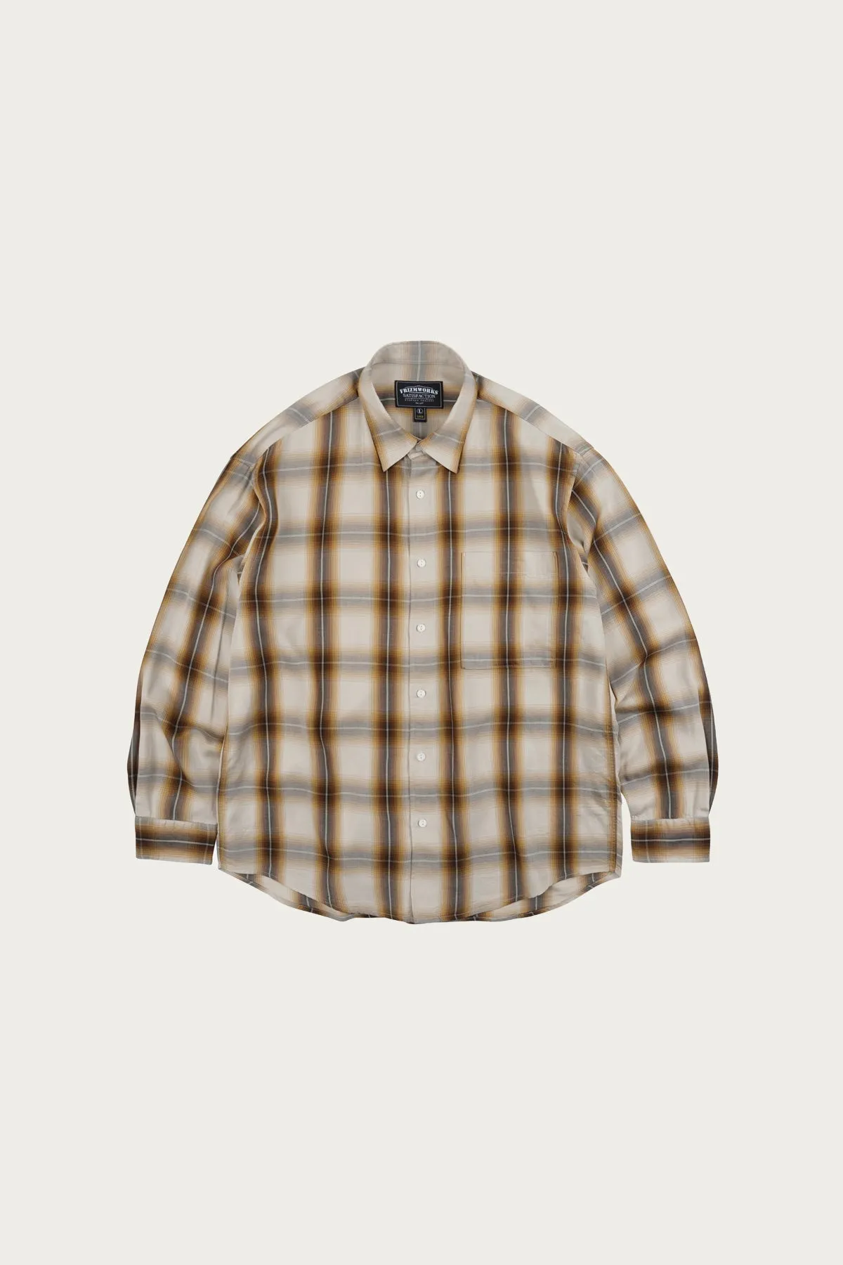 Lyocell Check Relaxed Shirt - Beige