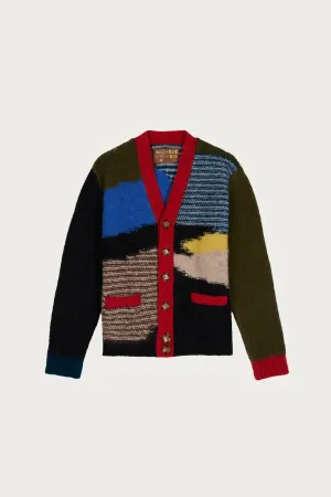 Mixed Pattern Cardigan - Olive/Multi
