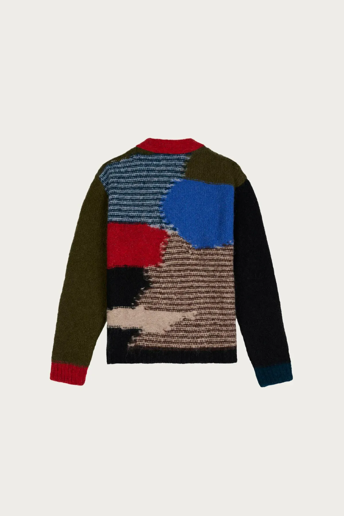 Mixed Pattern Cardigan - Olive/Multi