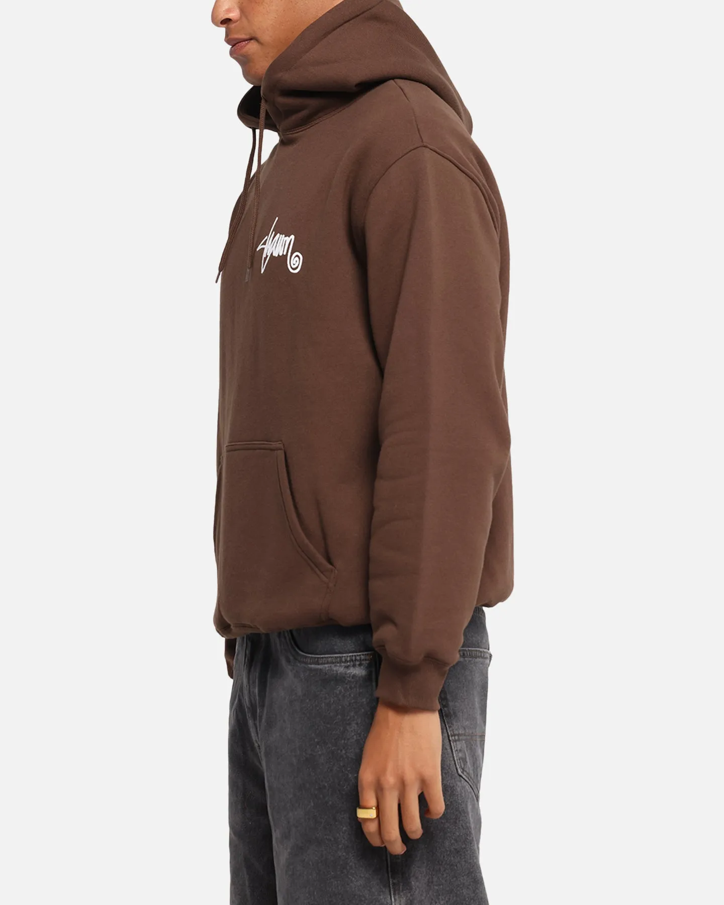 S Double Shawn Script Hoodie Chocolate