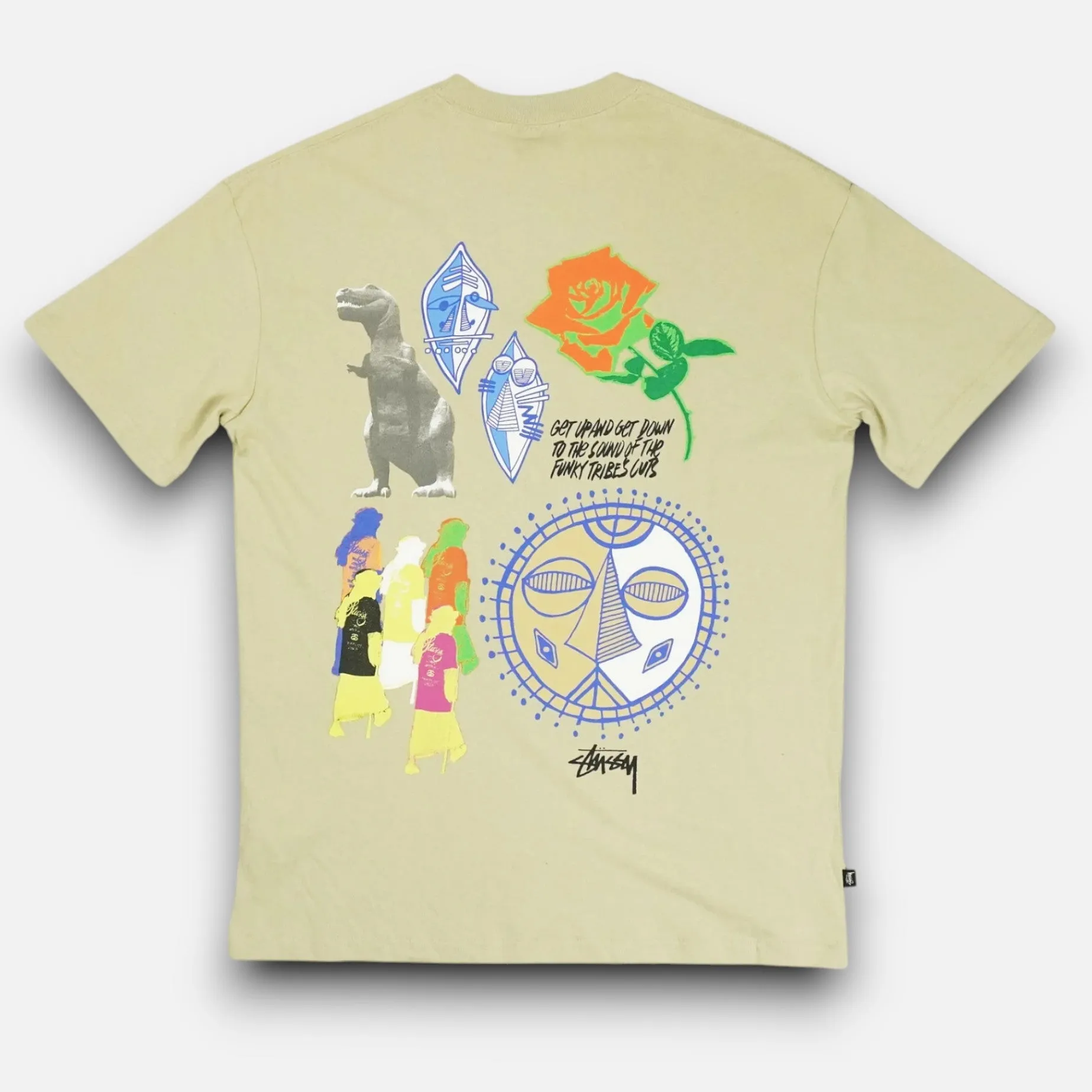 Stssy Beige Stussy Artistic Graphic Design T-shirt