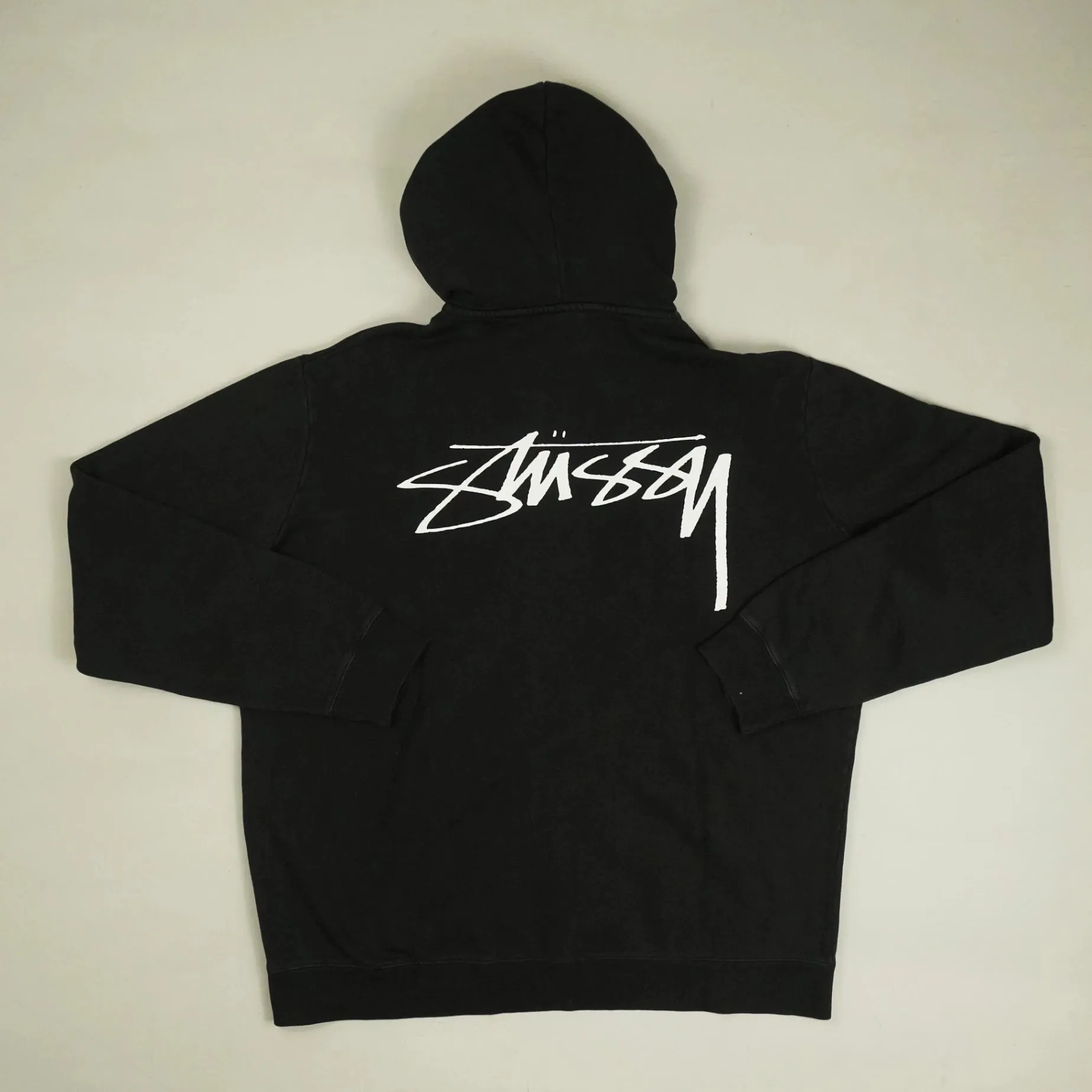 Stssy Black Zipped Hoodie with Graffiti Spellout