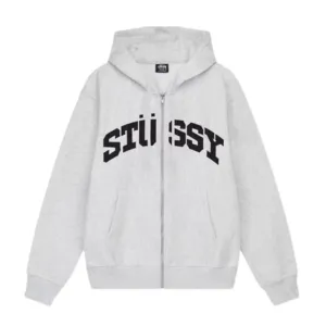 Stssy Block Sport Zip Hoodie Ash Heather