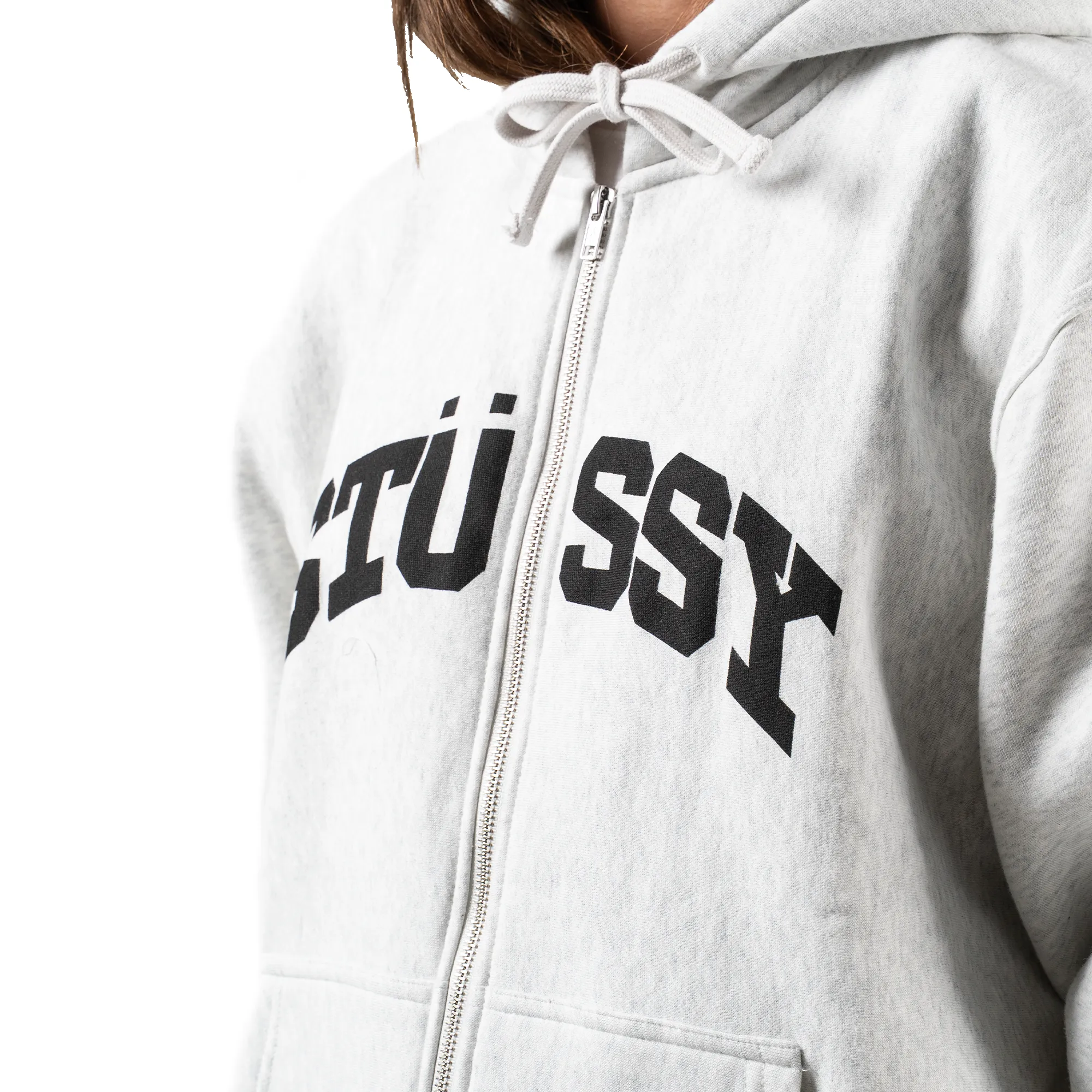 Stssy Block Sport Zip Hoodie Ash Heather