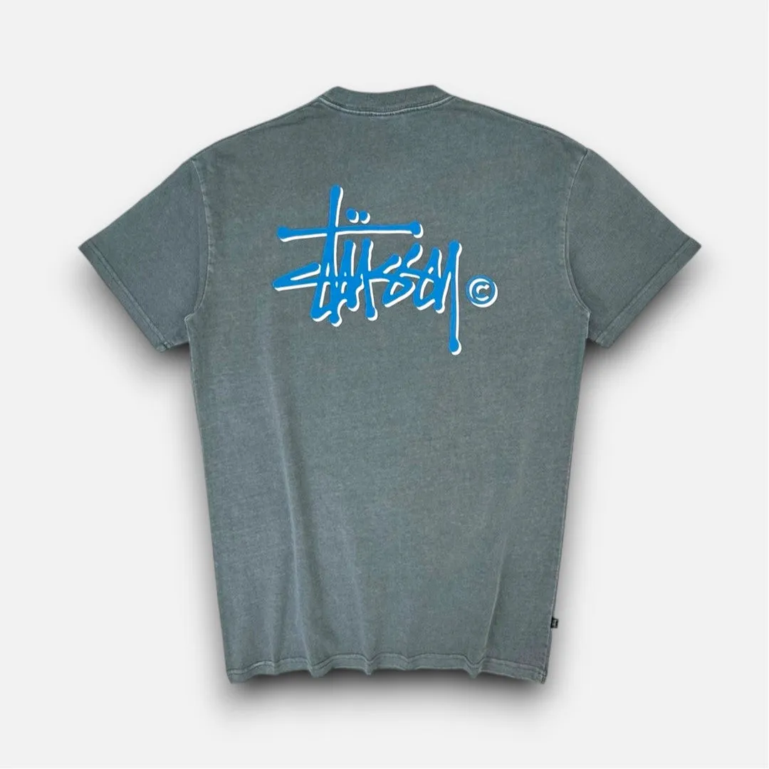 Stssy Blue Spellout Graffiti Graphic T-shirt