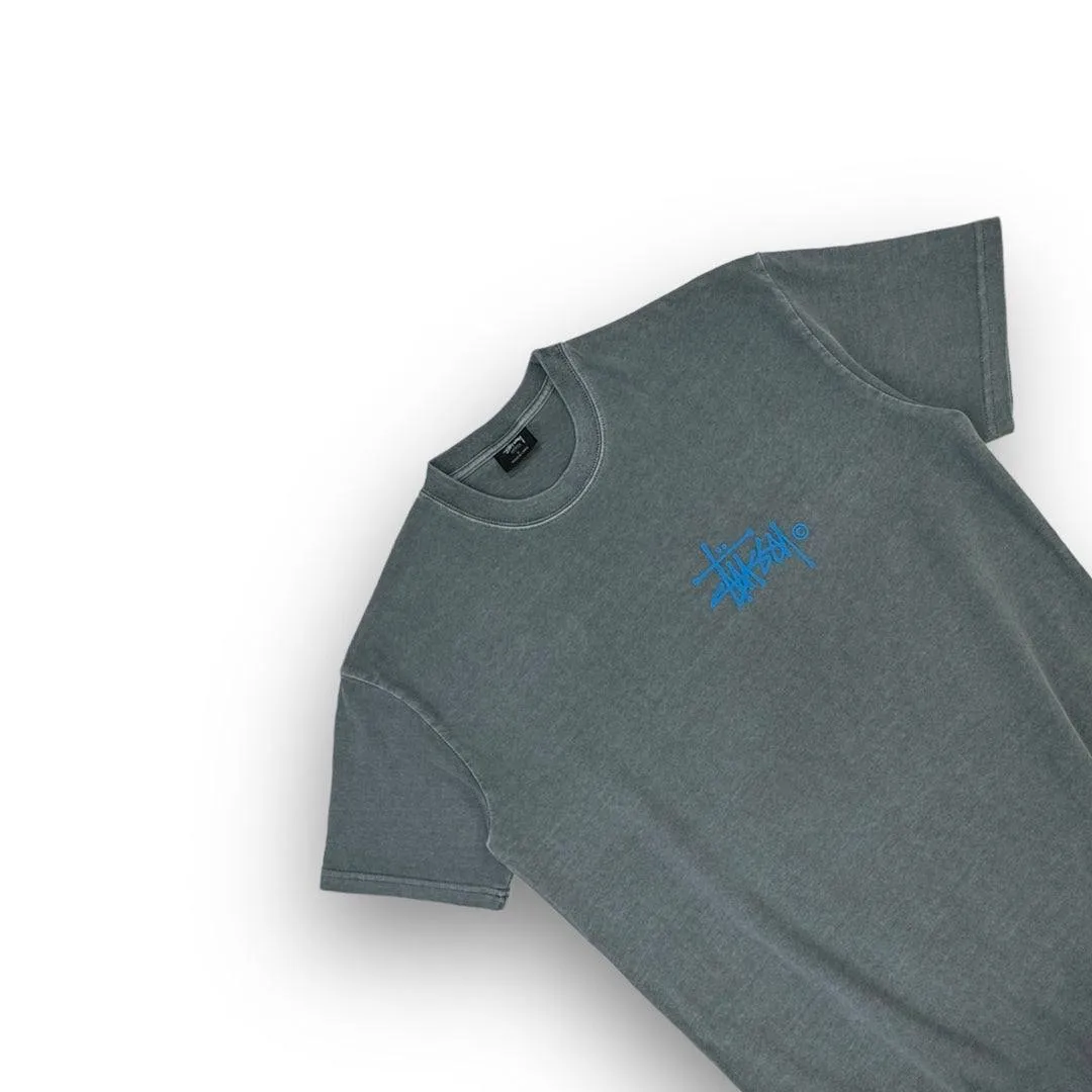 Stssy Blue Spellout Graffiti Graphic T-shirt