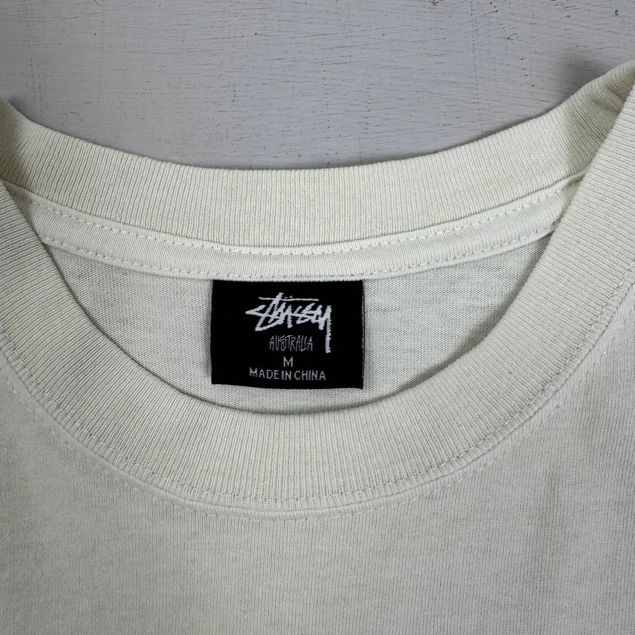 Stssy Cream Spellout Graffiti Graphic T-shirt