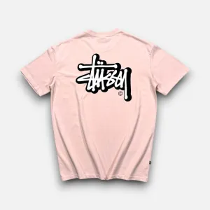 Stssy Pink Spellout Graffiti Graphic T-shirt