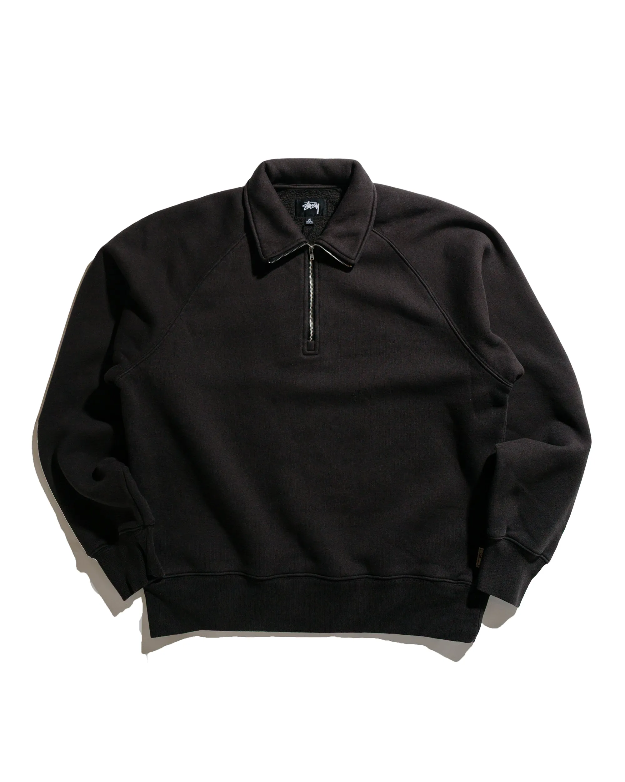 Stssy Relaxed Half Zip Washed Black