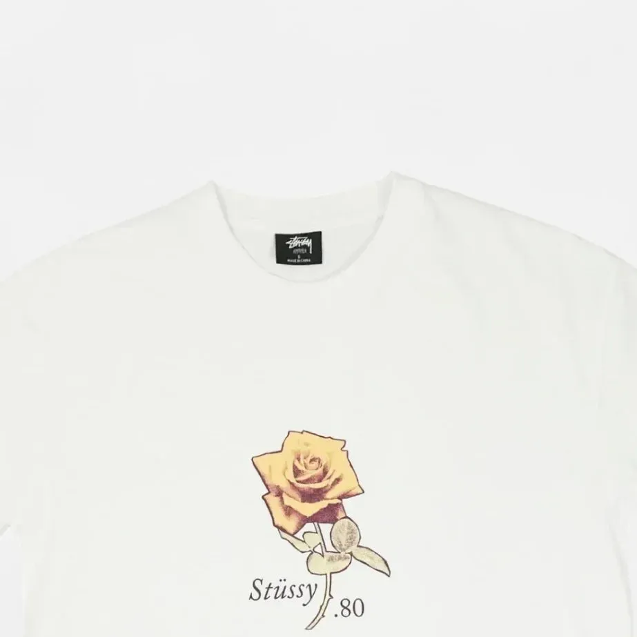 Stssy White 80's Rose T-Shirt