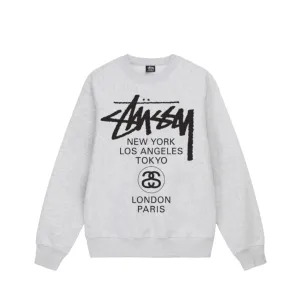 Stssy World Tour Crewneck Ash Heather