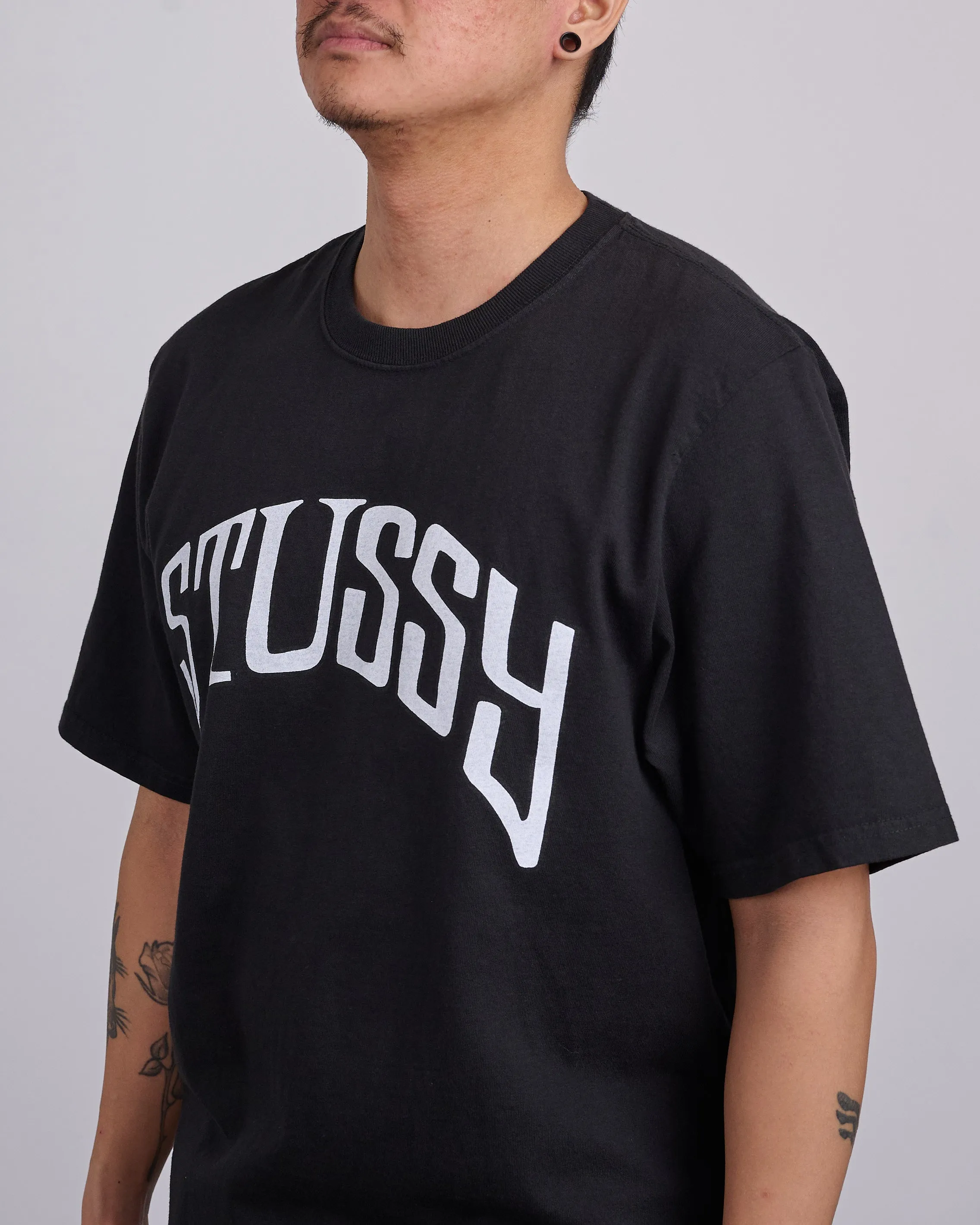 Stussy Arched Pigment Dyed T-Shirt Black