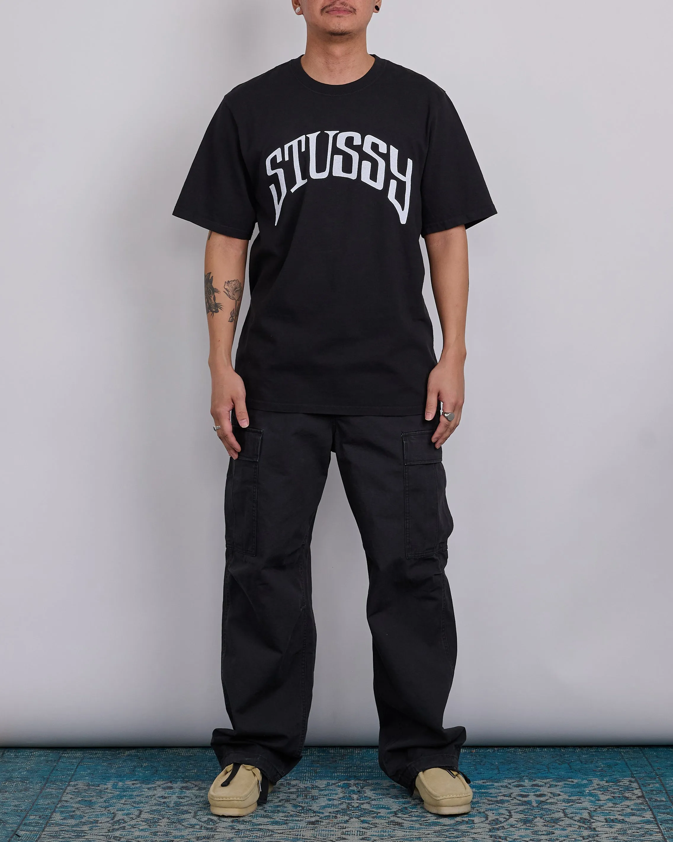 Stussy Arched Pigment Dyed T-Shirt Black