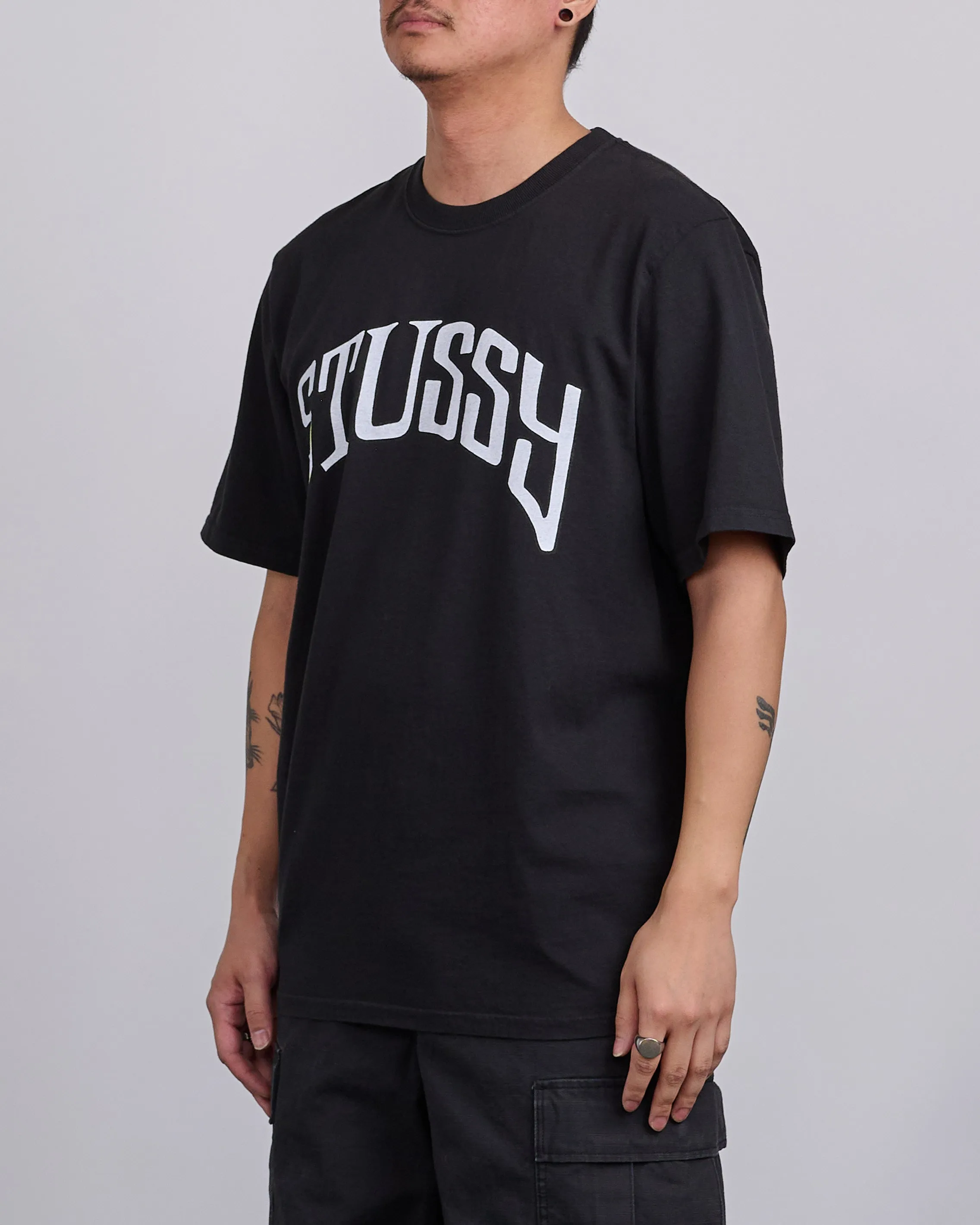 Stussy Arched Pigment Dyed T-Shirt Black