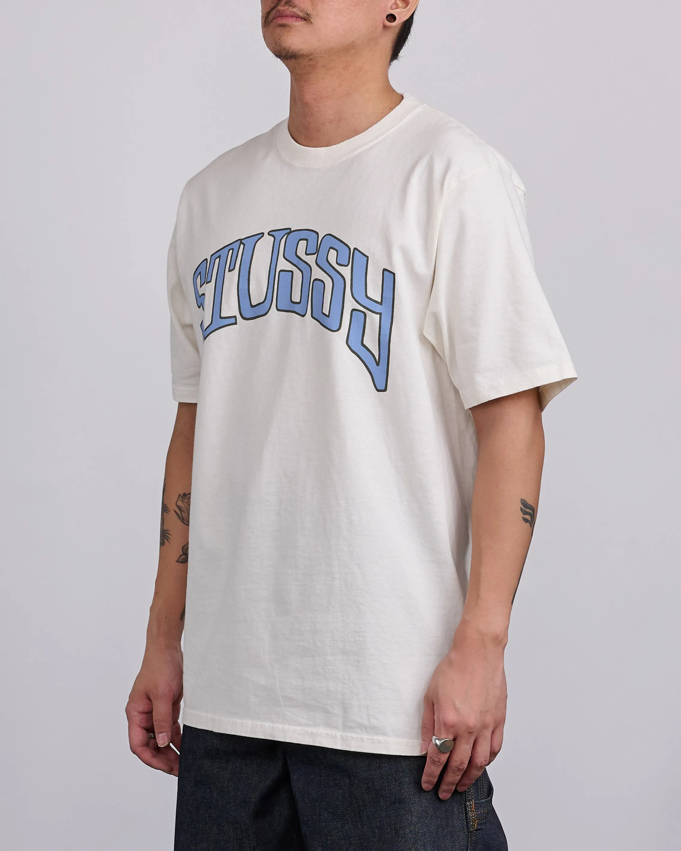 Stussy Arched Pigment Dyed T-Shirt Natural