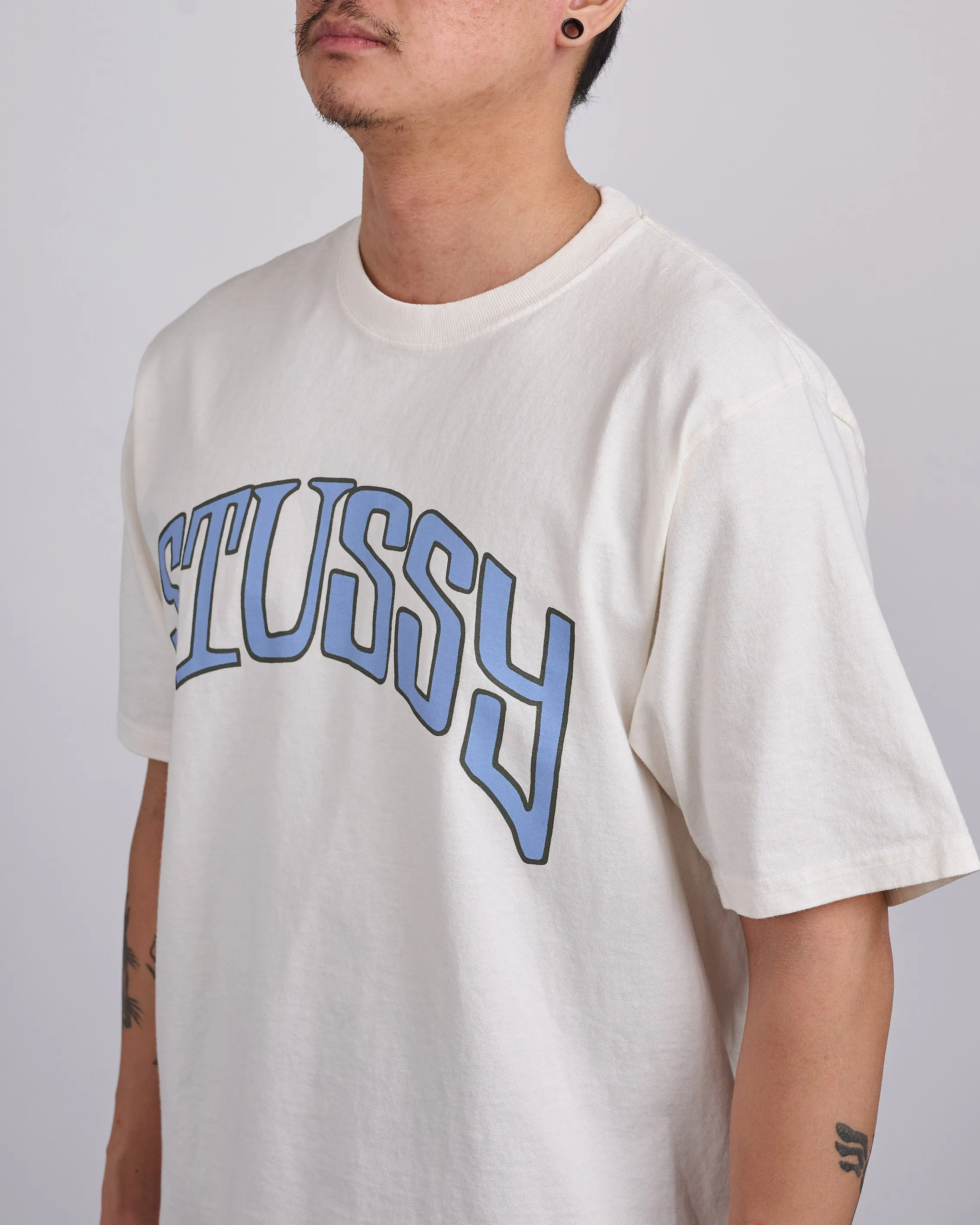Stussy Arched Pigment Dyed T-Shirt Natural