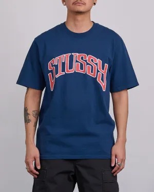 Stussy Arched Pigment Dyed T-Shirt Navy