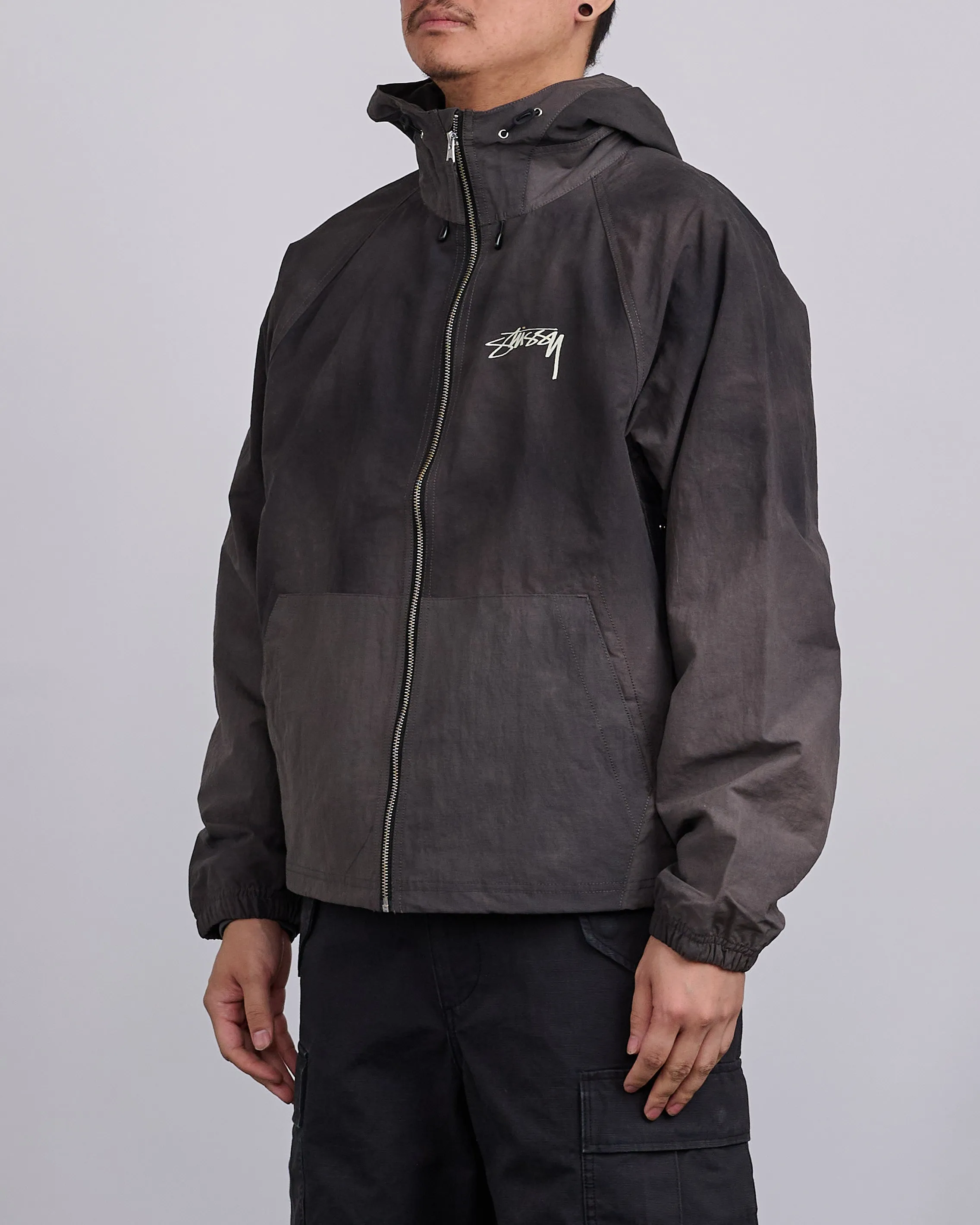 Stussy Beach Shell Jacket Wave Dye Black