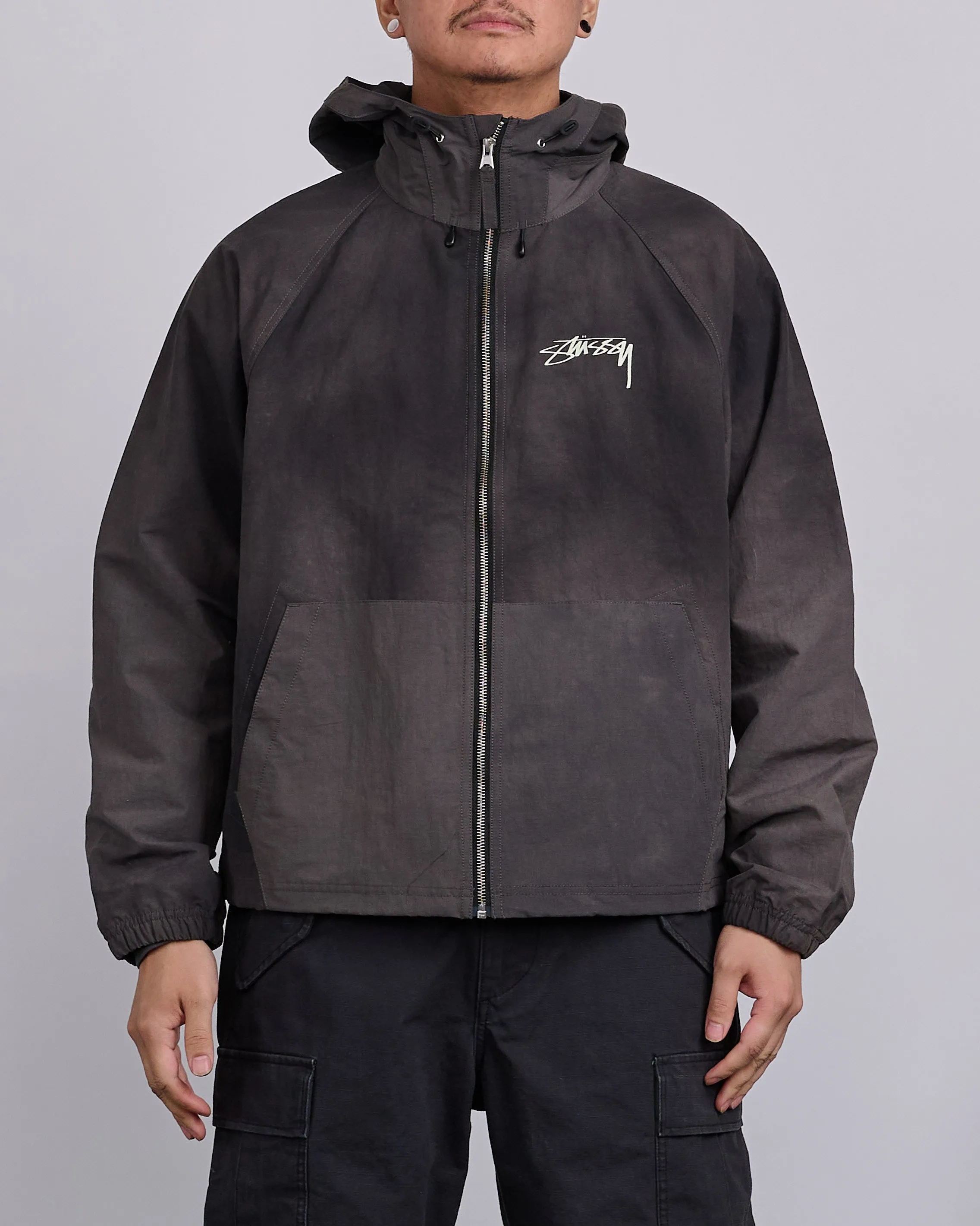 Stussy Beach Shell Jacket Wave Dye Black