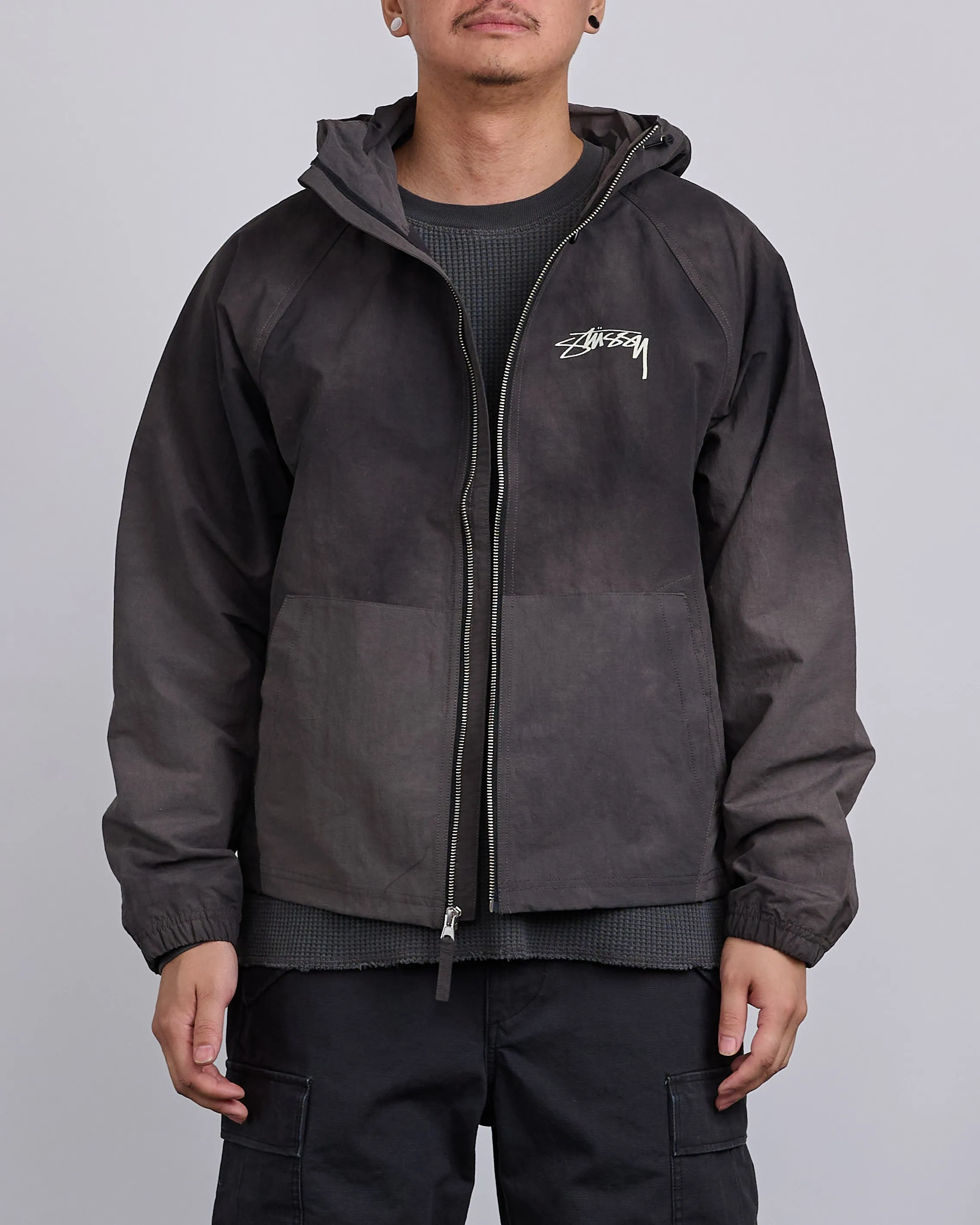 Stussy Beach Shell Jacket Wave Dye Black