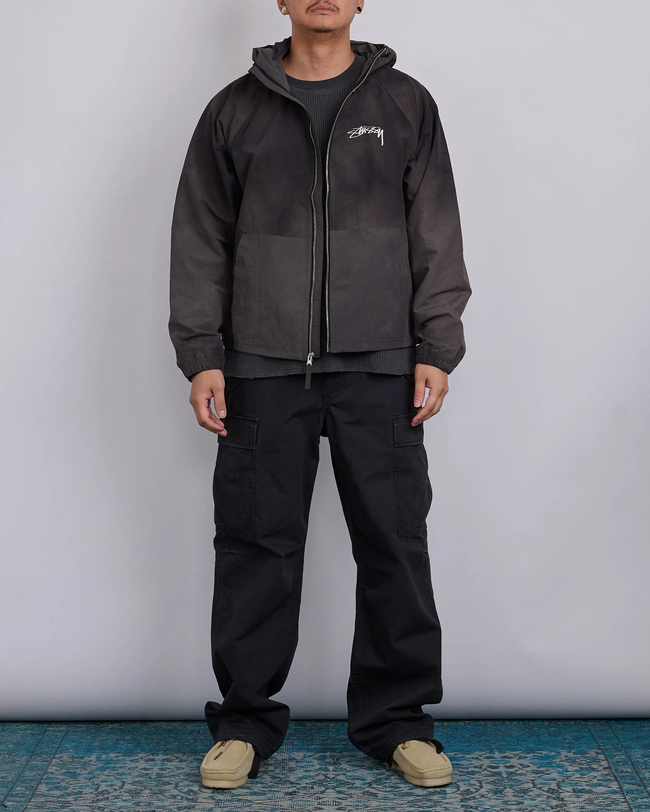 Stussy Beach Shell Jacket Wave Dye Black