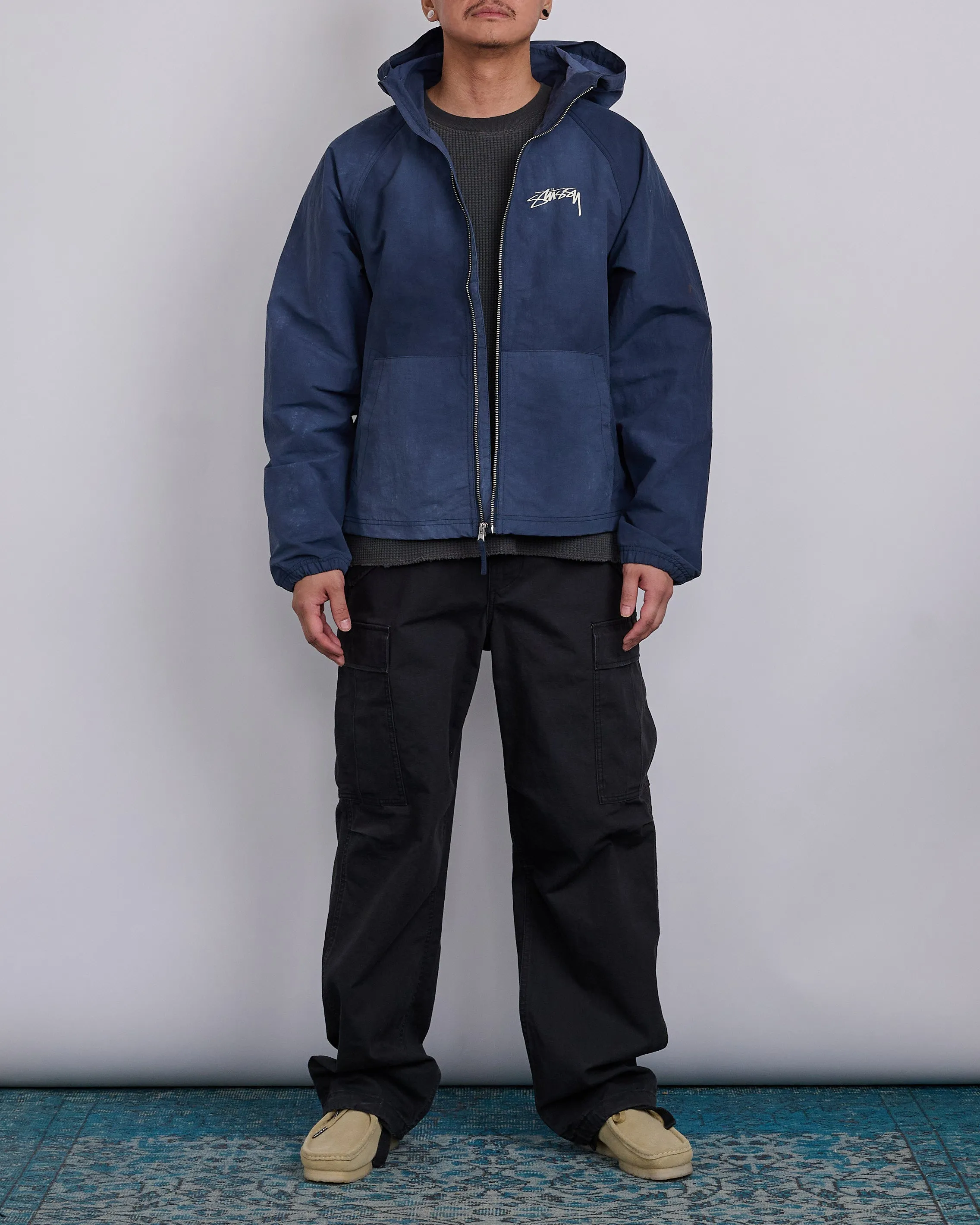 Stussy Beach Shell Jacket Wave Dye Navy