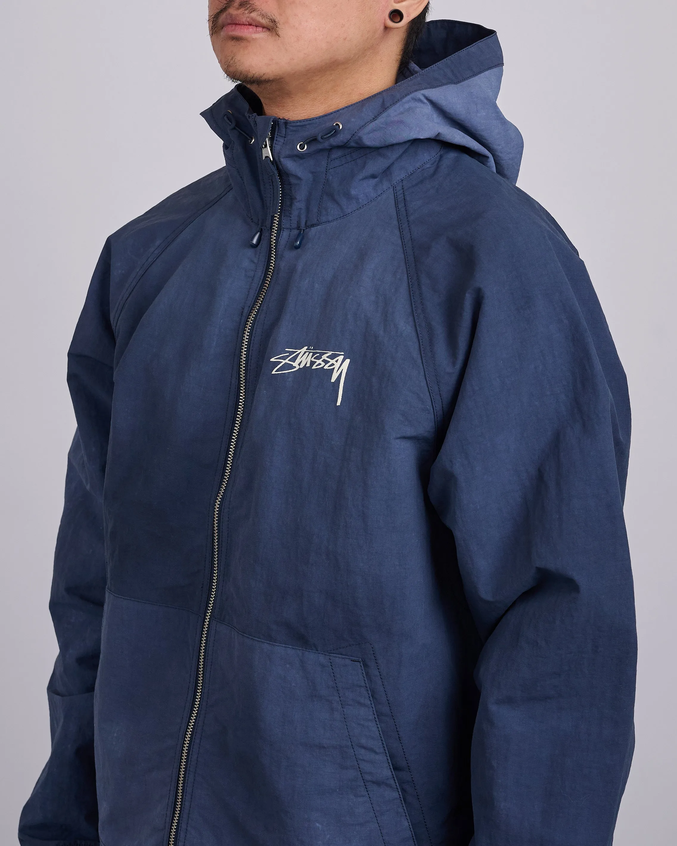 Stussy Beach Shell Jacket Wave Dye Navy