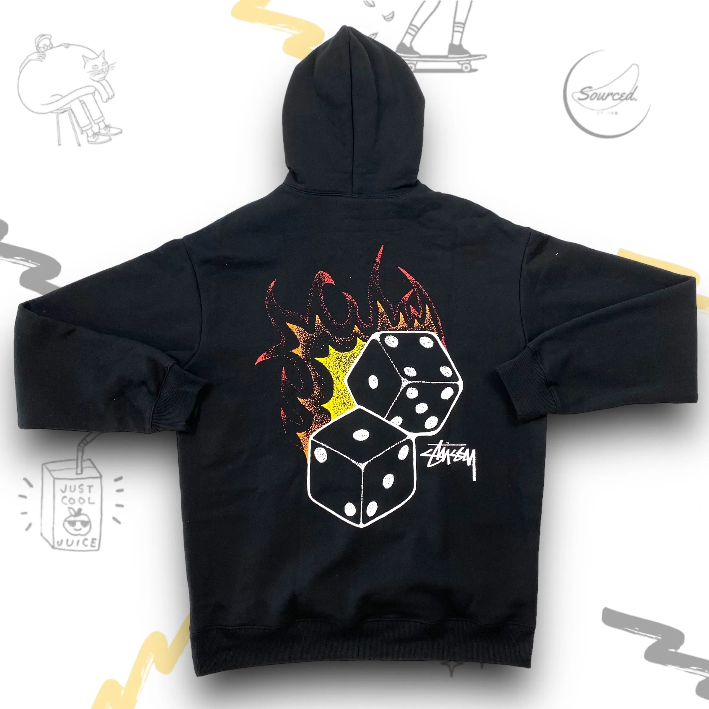 Stussy Black Flaming Dice Hoodie