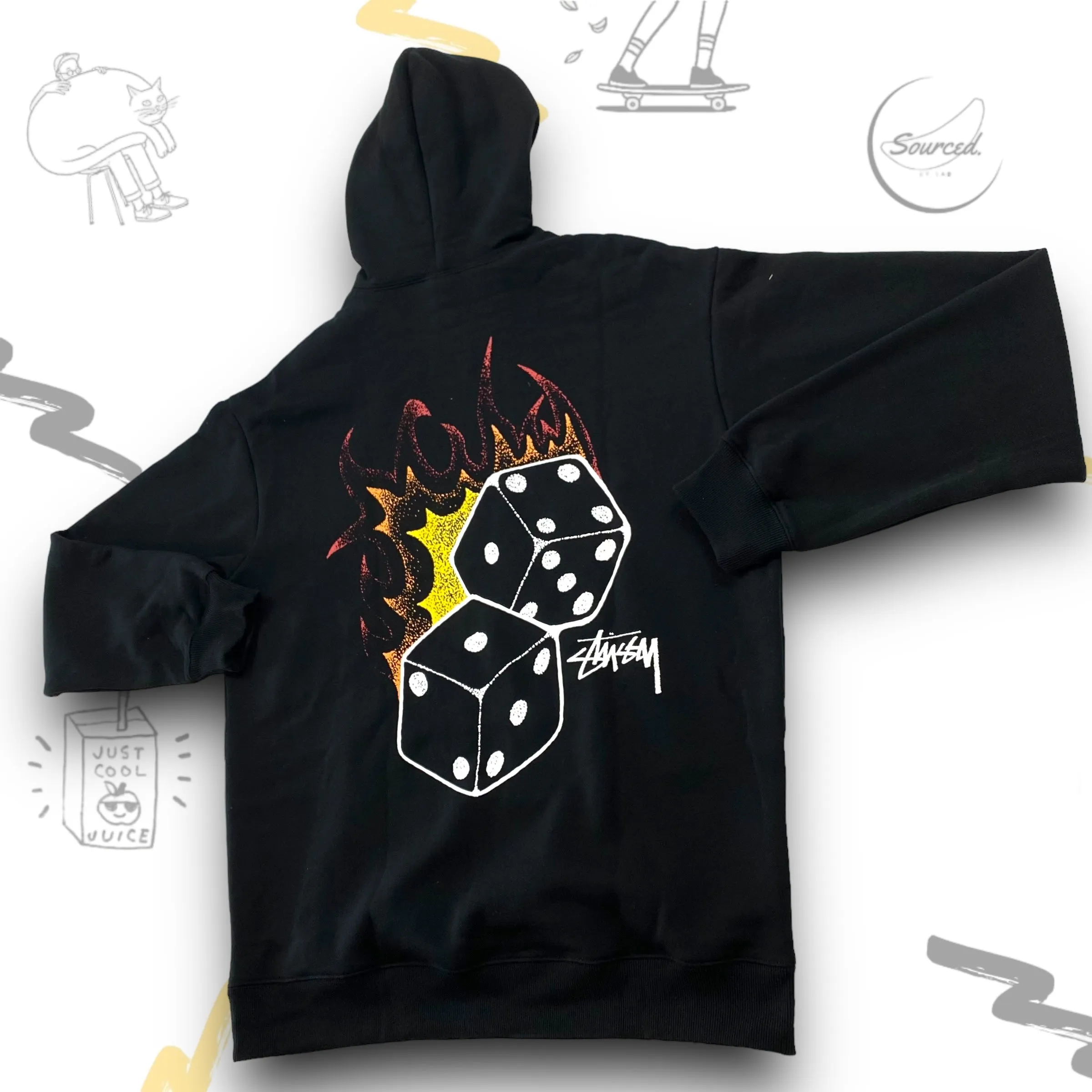 Stussy Black Flaming Dice Hoodie