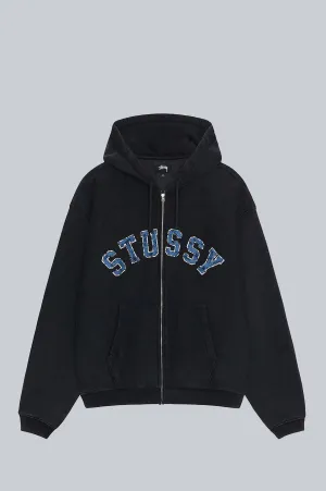 STUSSY GRAPHIC ZIP HOOD WASHED BLACK